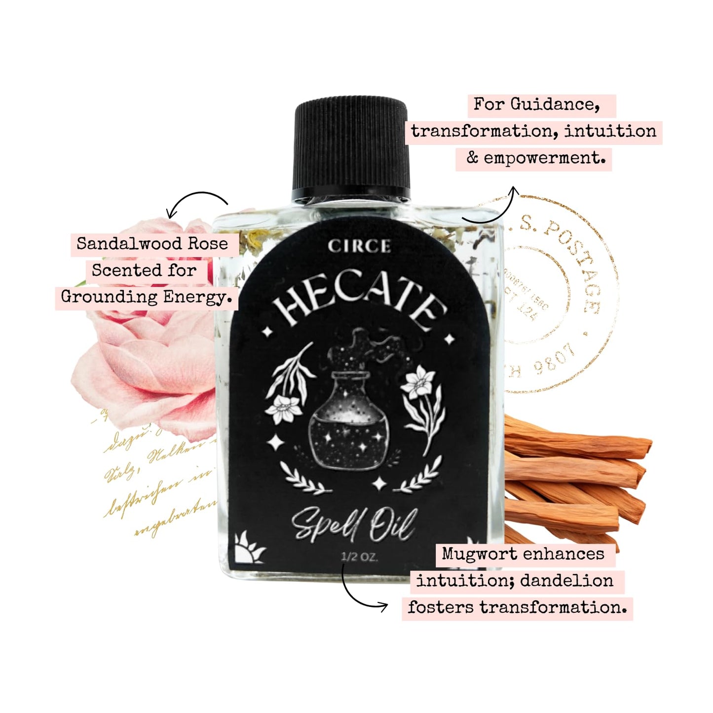 CIRCE Evil Eye Protection Spell Oil - Energy Protection & Defensive Layer - Add to Bath, Use in Rituals, Wear as Fragrance to Align w/Desires- Coconut Oil, Rosemary, Rue, and Hyssop. - 1/2oz