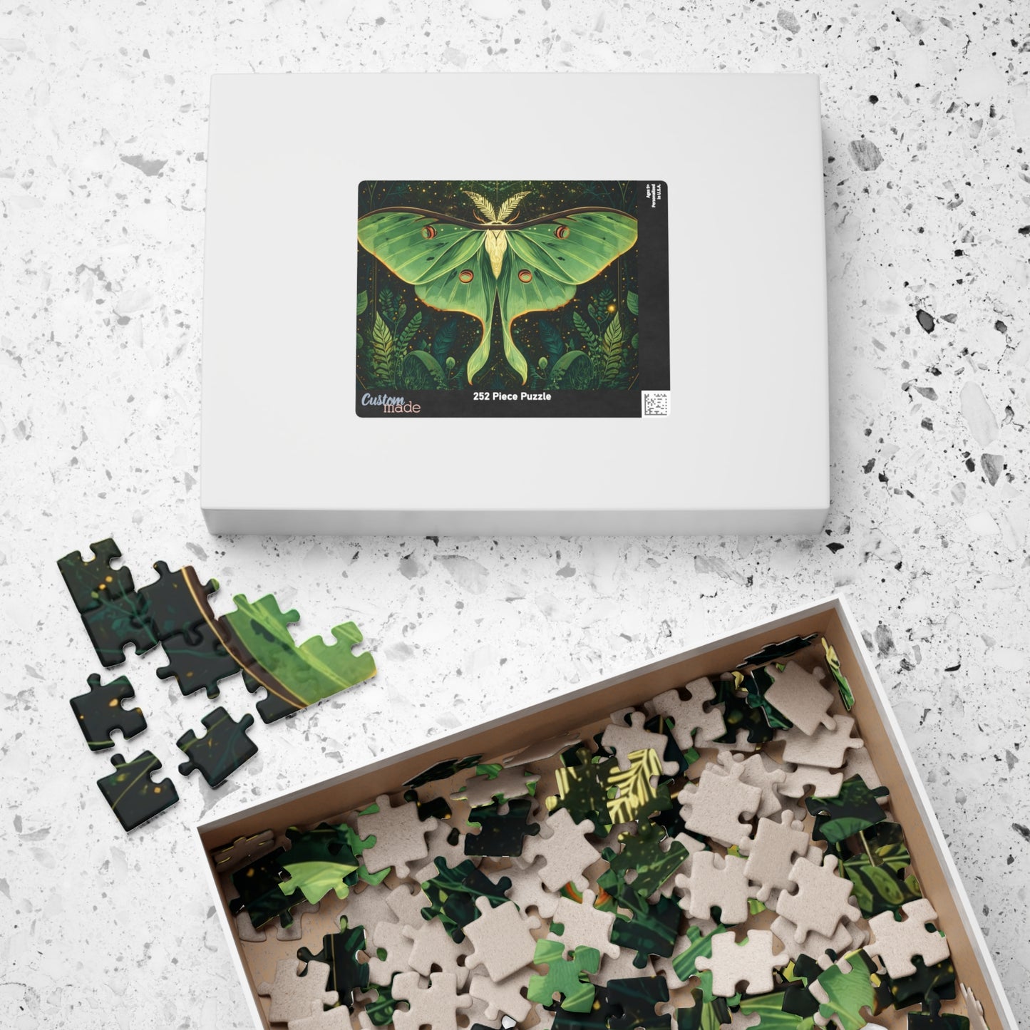 Luna Moth Tarot Illustration Puzzle | Moon Moth & Stars Jigsaw Puzzle