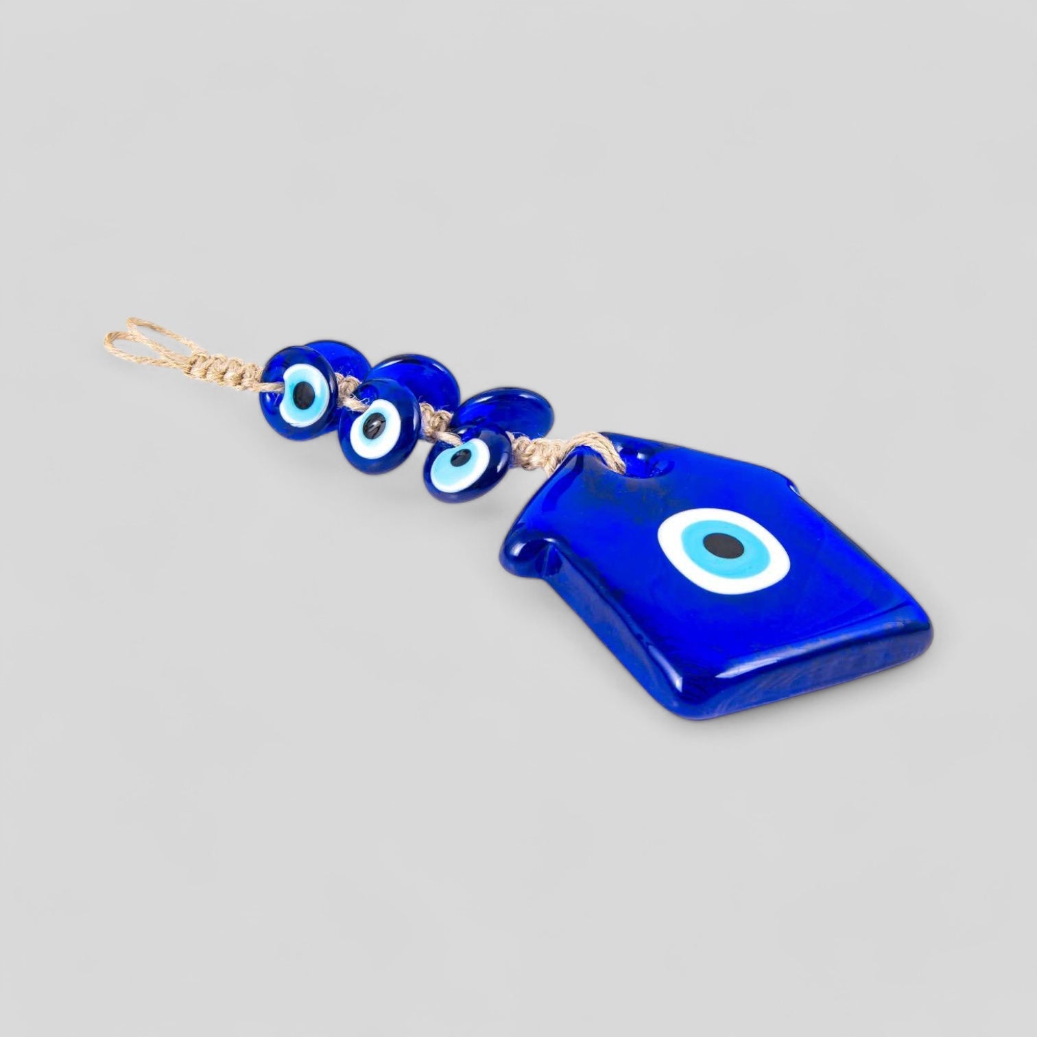 Wall Hanging Macrame Evil Eye Nazar Boncuk Mal De Ojo, Modern Boho Style Home Decor -- House Amulet with 6 Evil Eyes, Housewarming Gift-4