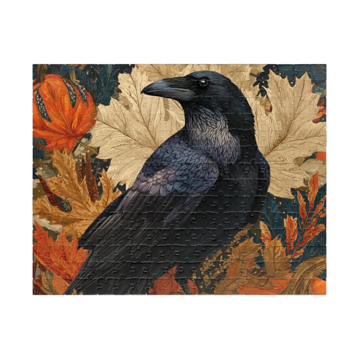 Raven on Autumn Pumpkins Puzzle