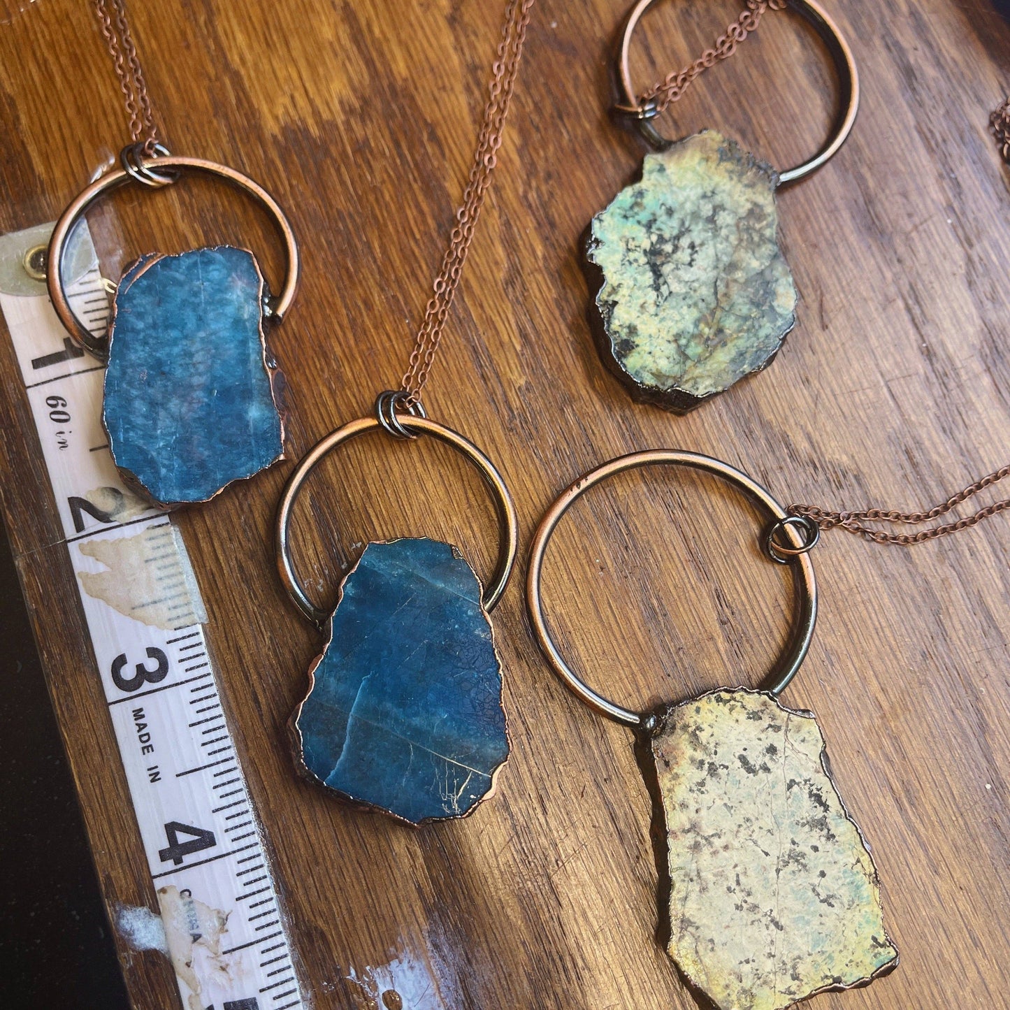 Peace Love Bling - Gemstone slab necklace
