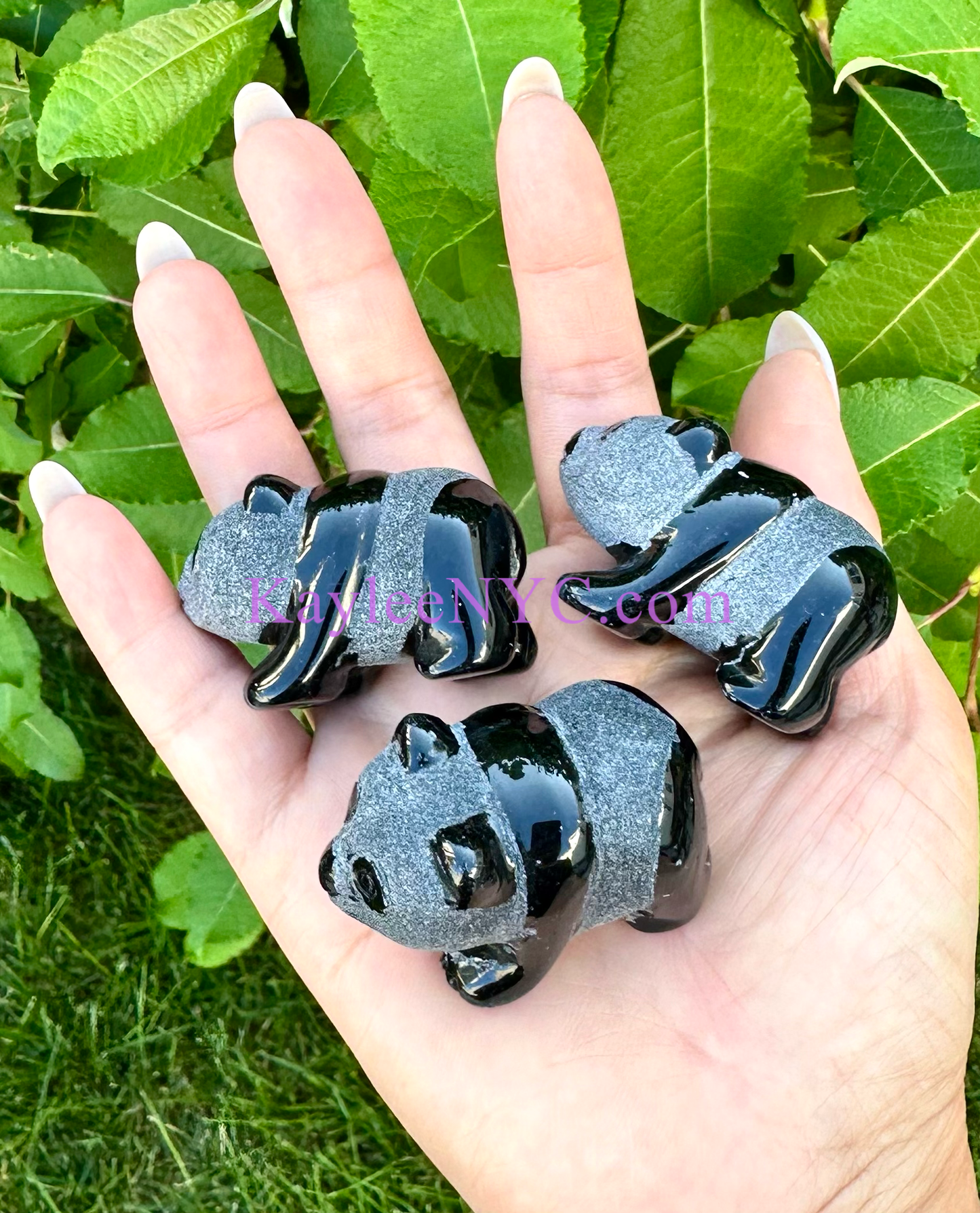 2” Natural Black Obsidian Panda Crystals