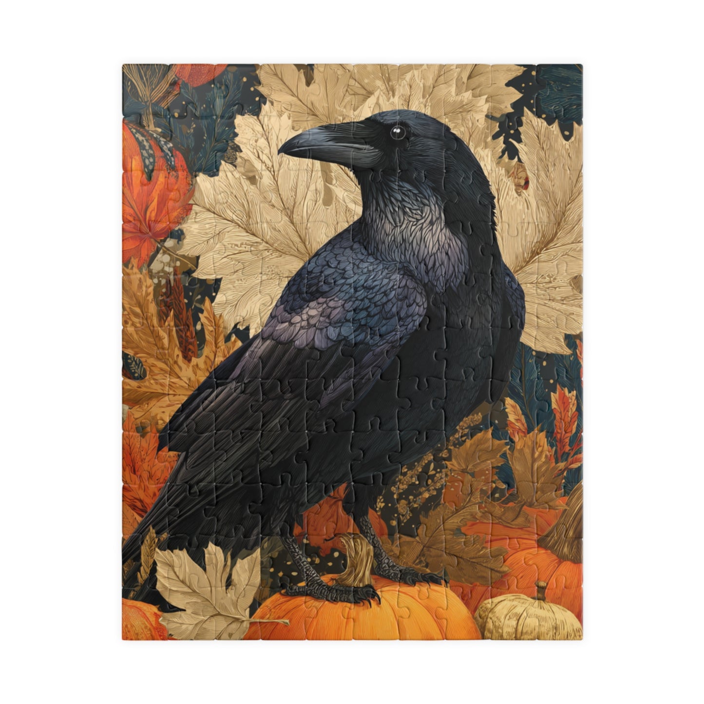 Raven on Autumn Pumpkins Puzzle