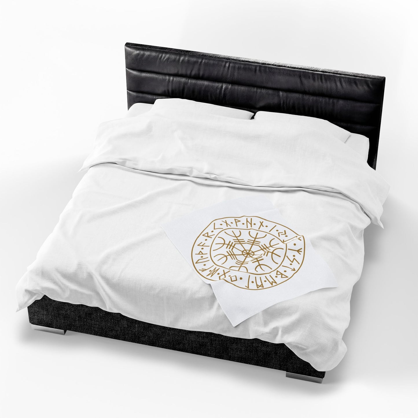 Vegvísir Norse Compass velveteen blanket | Viking rune circle, pagan protection symbol