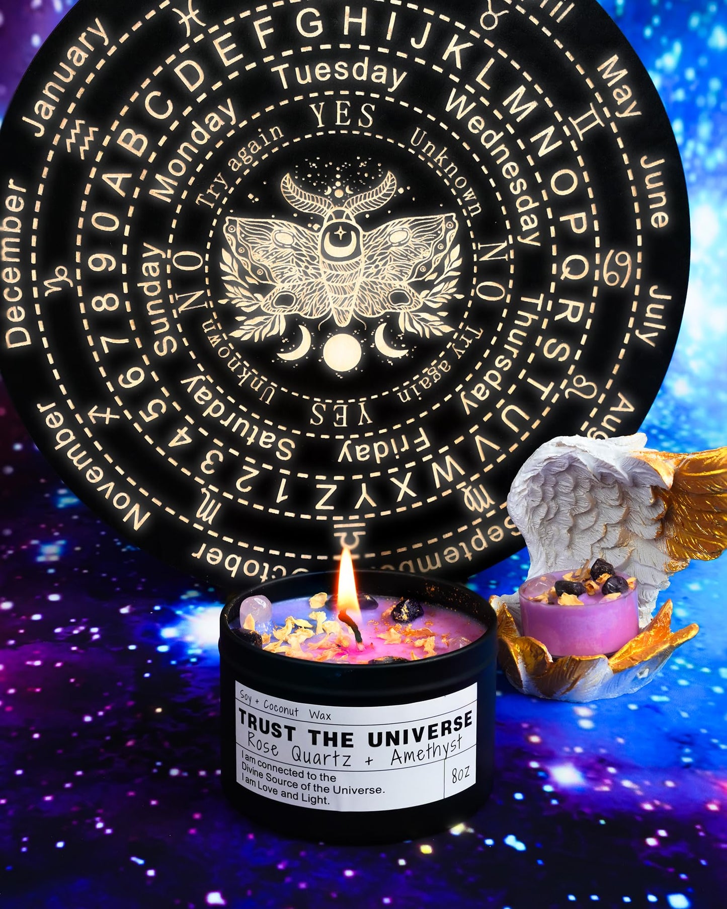 Healing Candles, Manifestation Magical Candles, Energy, Chakras, Law of Attraction, Gifts to Empower Women, Birthday Graduation Gifts, Emotional Support. (Trust The Universe)