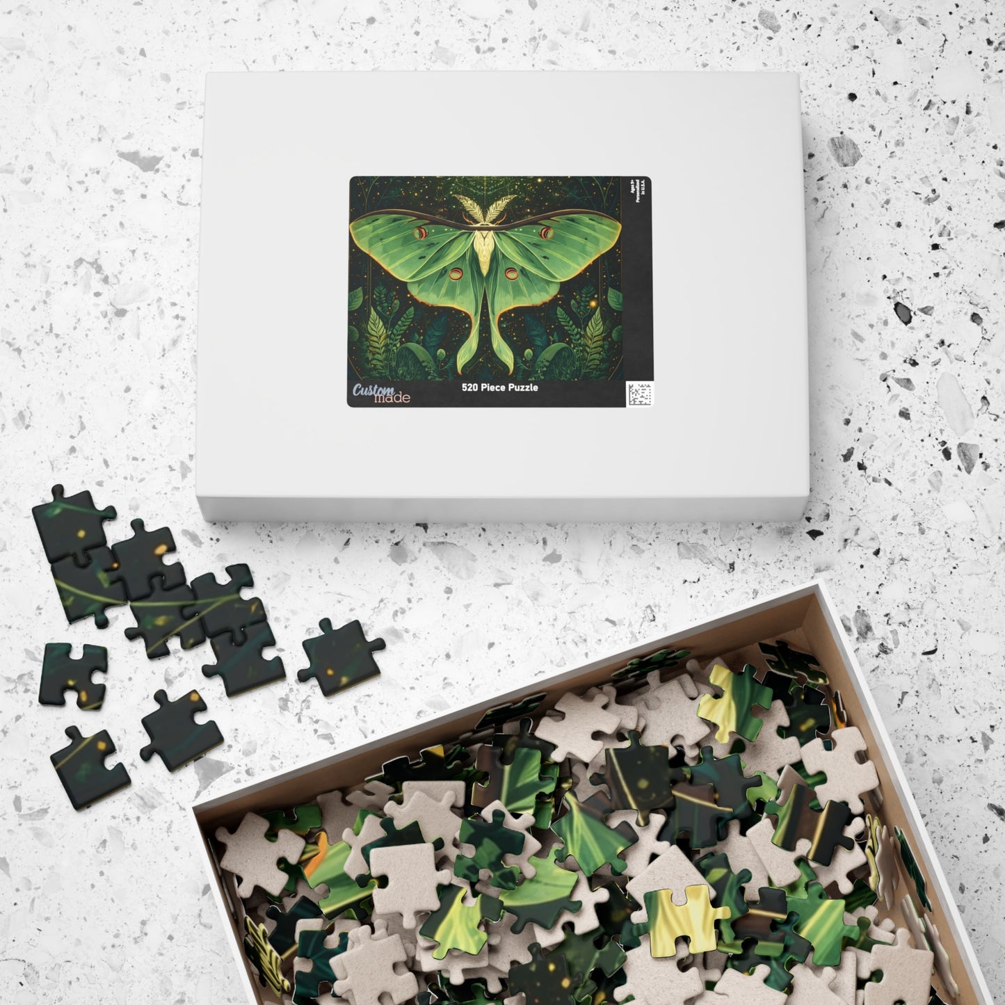 Luna Moth Tarot Illustration Puzzle | Moon Moth & Stars Jigsaw Puzzle