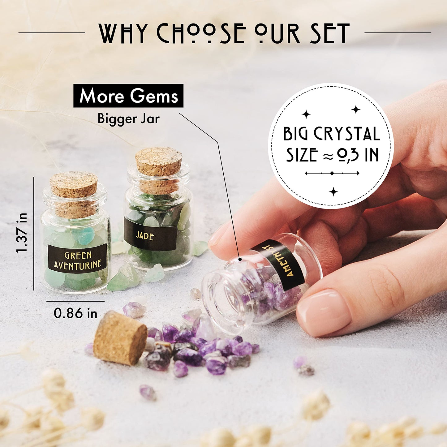Bulk Crystals and Healing Stones 50 PCS - Real Mini Crystals for Spell Jars - Crystals for Witchcraft - Crystal Sets for Witchcraft Supplies - Real Crystal Witch Healing Crystals for Beginners Set