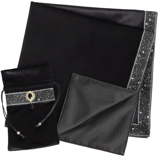 Tarot Cards Bag Divination Tablecloth Star River Lace Thickened Velvet Back Particle Bottom with Tarot Pouch (Green)