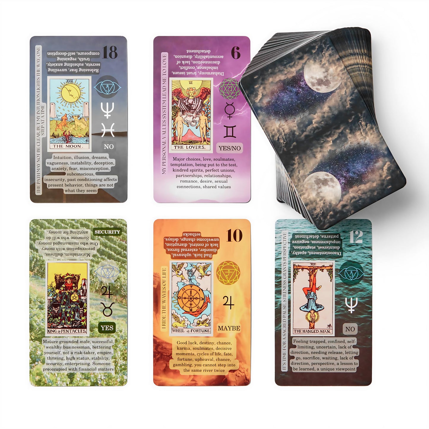 Witchy Cauldron Tarot Cards for Beginners with Meanings on Each Card — 78 Card Learning Tarot Deck with Guidebook, Reversed Meanings, Chakra, Zodiac & Planetary Symbols | Rider-Waite Style (English)