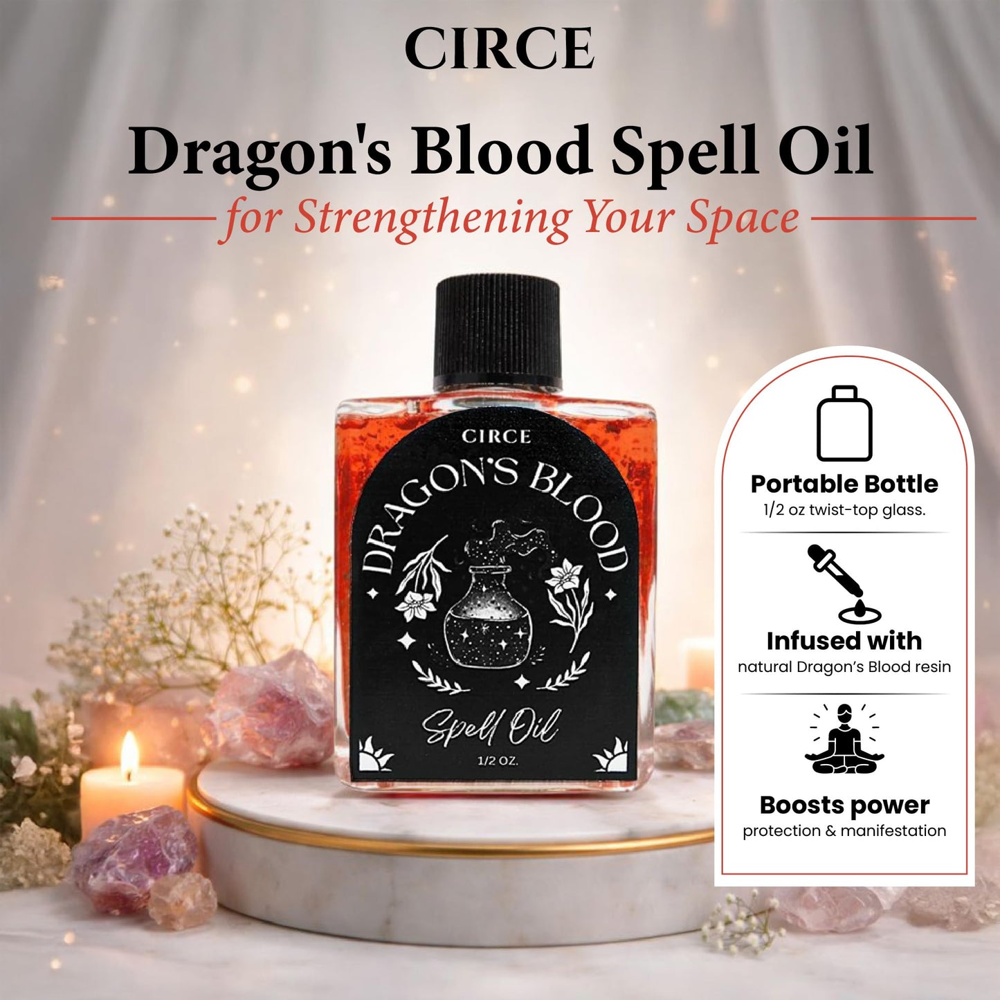 CIRCE Evil Eye Protection Spell Oil - Energy Protection & Defensive Layer - Add to Bath, Use in Rituals, Wear as Fragrance to Align w/Desires- Coconut Oil, Rosemary, Rue, and Hyssop. - 1/2oz