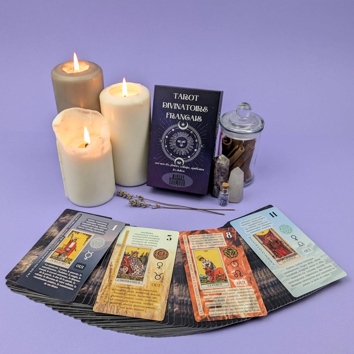 Witchy Cauldron Tarot Cards for Beginners with Meanings on Each Card — 78 Card Learning Tarot Deck with Guidebook, Reversed Meanings, Chakra, Zodiac & Planetary Symbols | Rider-Waite Style (English)