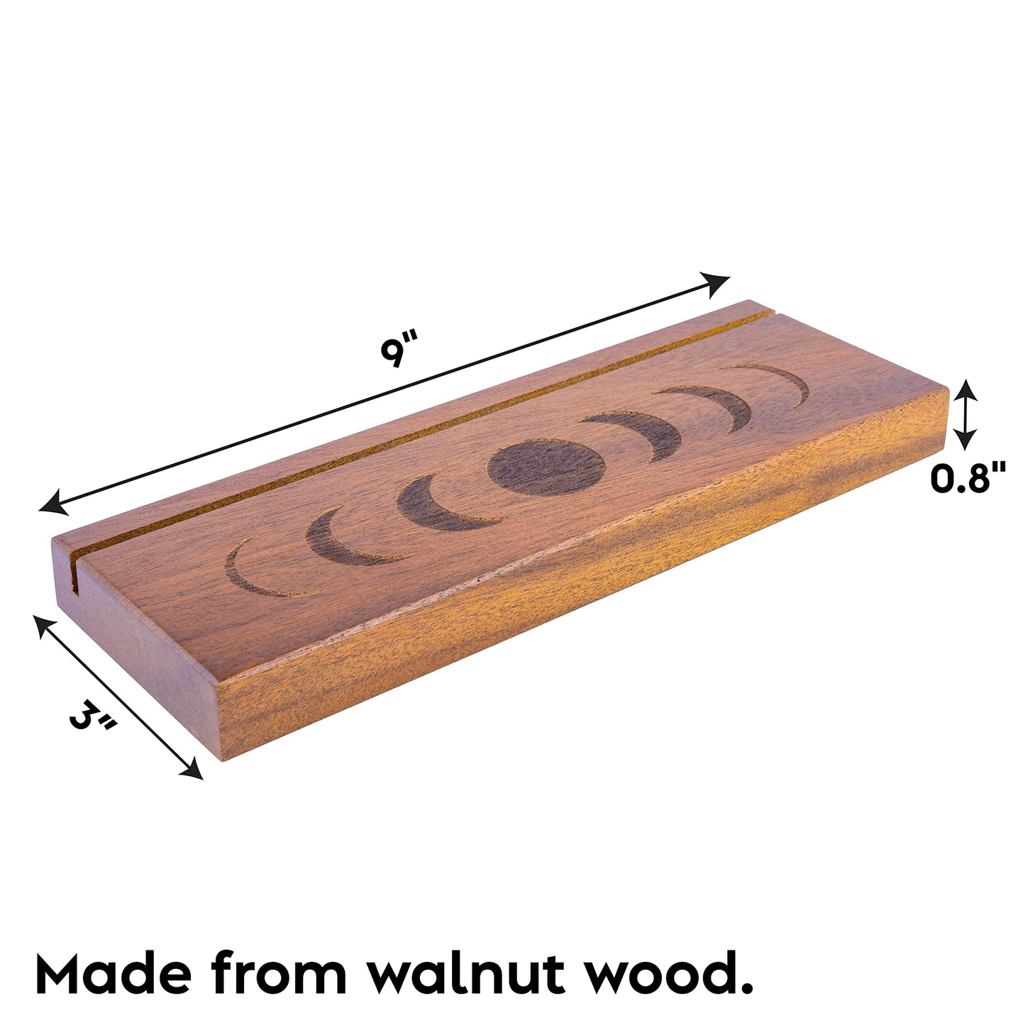 Curawood Tarot Card Holder Stand – 3 Card Display with Etched Moon | Wooden Tarot & Altar Accessory