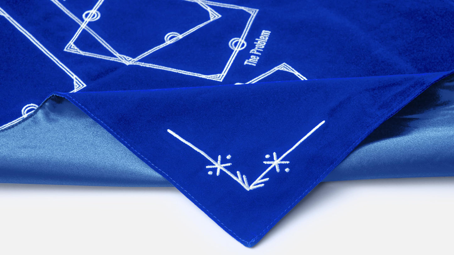Tarot Cloth for Reading - Embroidered Velvet Altar Cloth with Celtic Cross Spread Guide, 10 Numbered Card Positions, 27x27 Inch Divination Table Cloth, Witchy Tarot Mat for Beginners & Readers (Black)