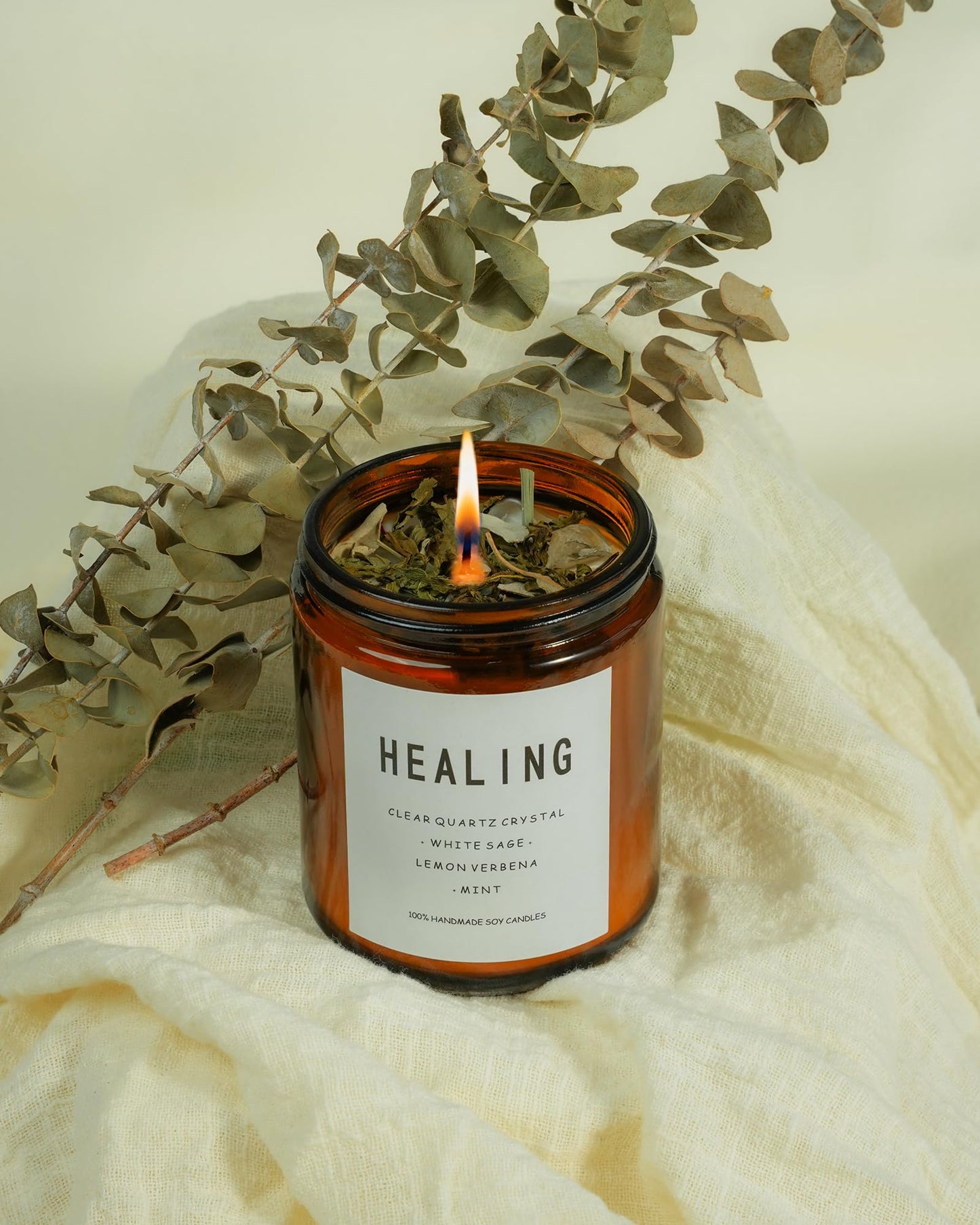 Natural Crystal Candle,Abundance, Crystal Ritual, Spiritual, Money Prosperity, Candle Spell.(Abundance)