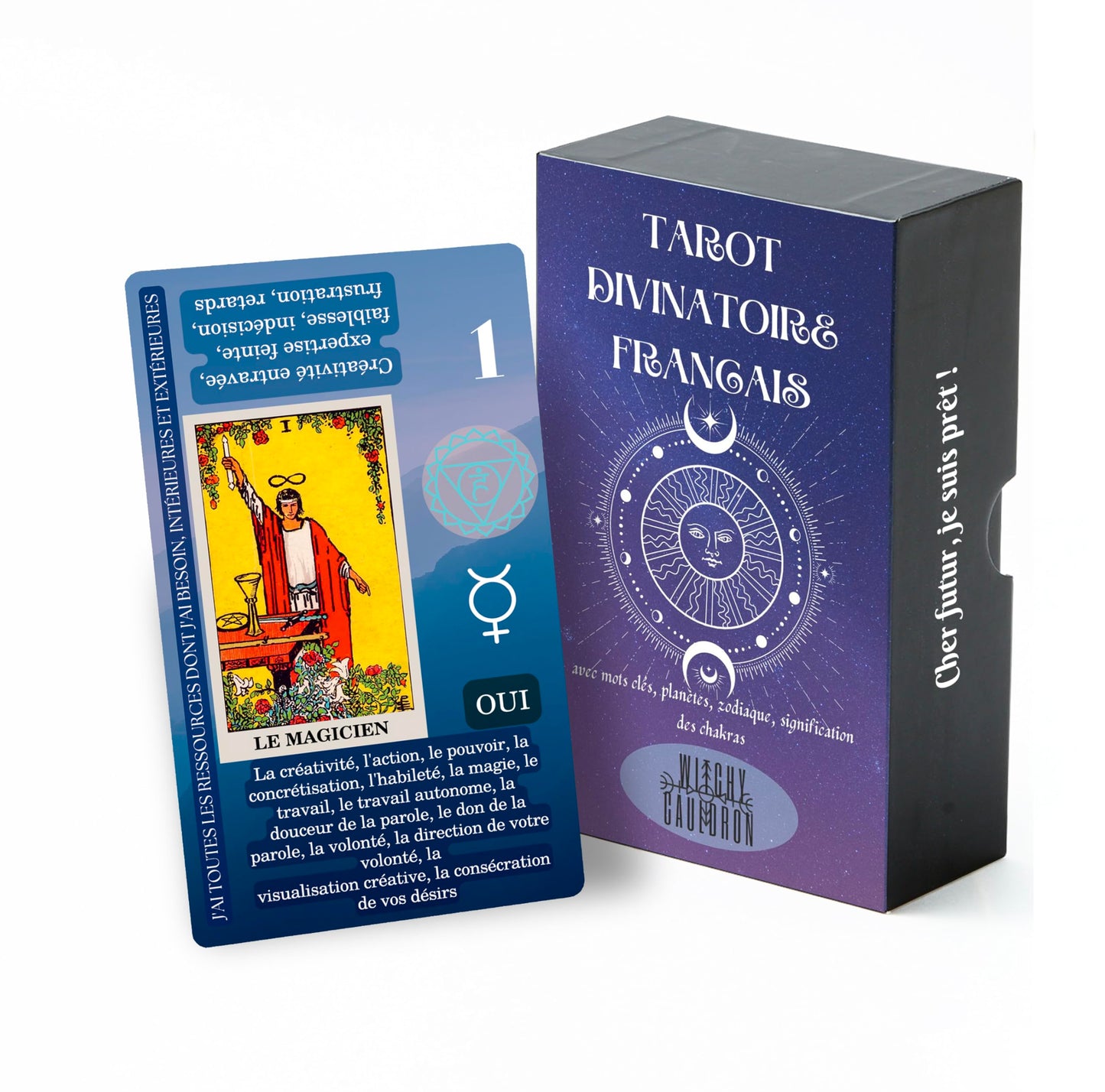 Witchy Cauldron Tarot Cards for Beginners with Meanings on Each Card — 78 Card Learning Tarot Deck with Guidebook, Reversed Meanings, Chakra, Zodiac & Planetary Symbols | Rider-Waite Style (English)
