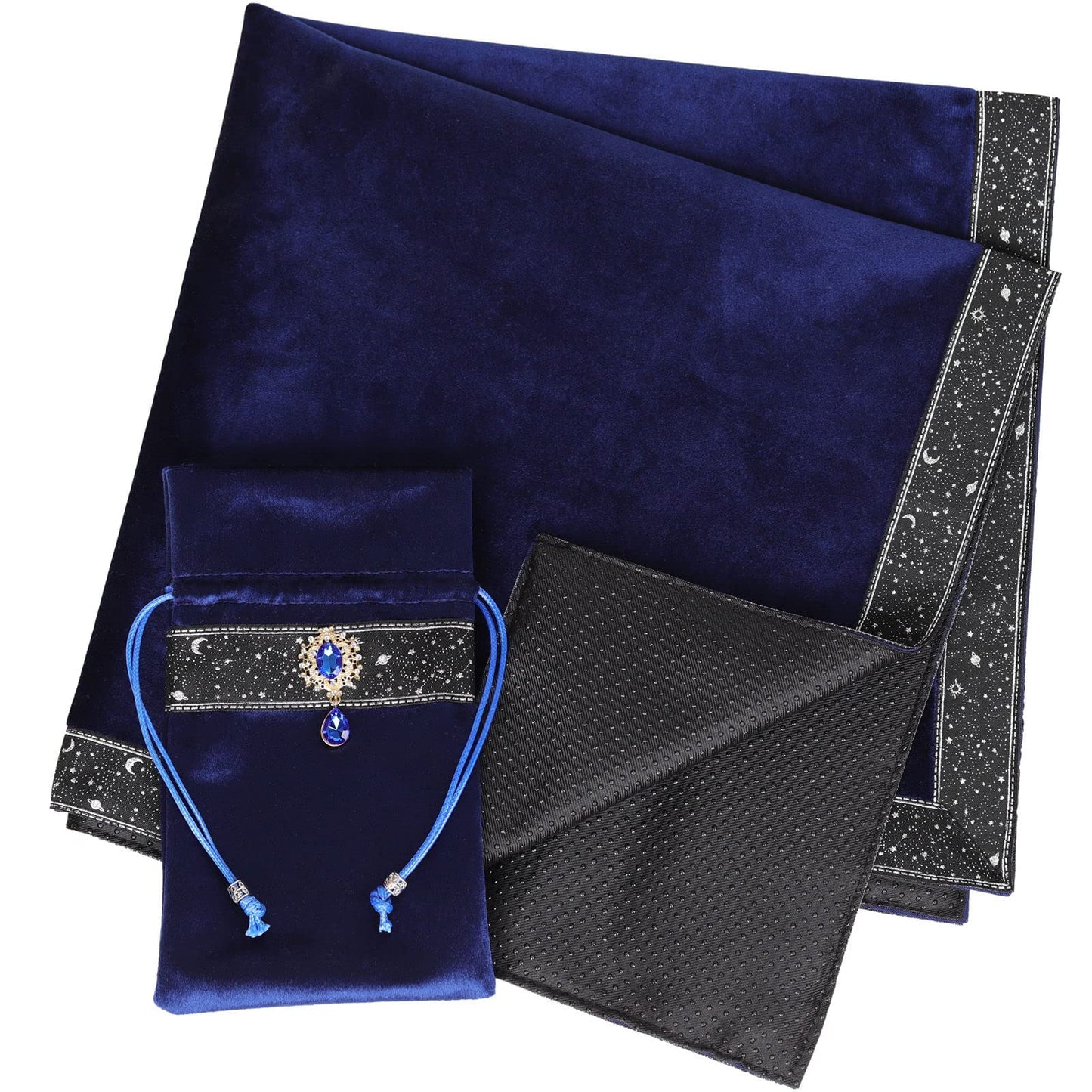 Tarot Cards Bag Divination Tablecloth Star River Lace Thickened Velvet Back Particle Bottom with Tarot Pouch (Green)