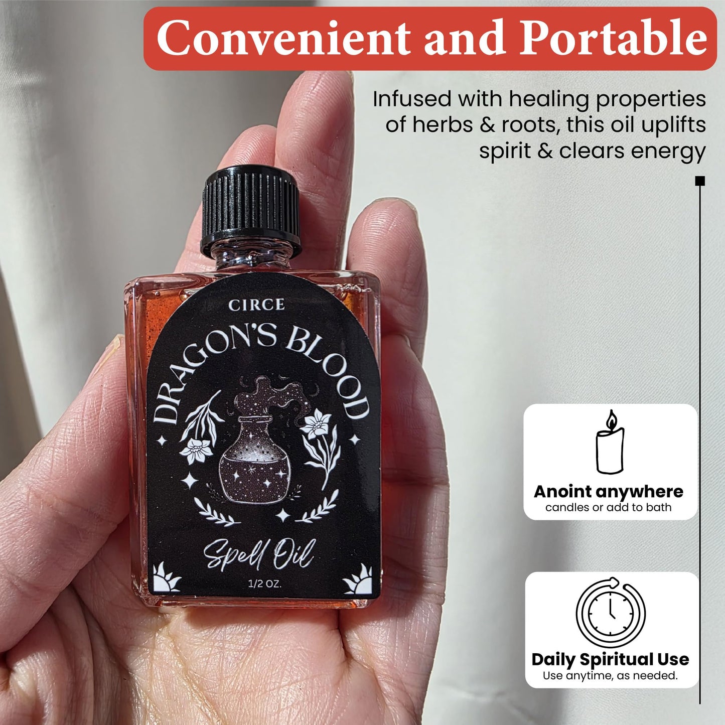 CIRCE Evil Eye Protection Spell Oil - Energy Protection & Defensive Layer - Add to Bath, Use in Rituals, Wear as Fragrance to Align w/Desires- Coconut Oil, Rosemary, Rue, and Hyssop. - 1/2oz