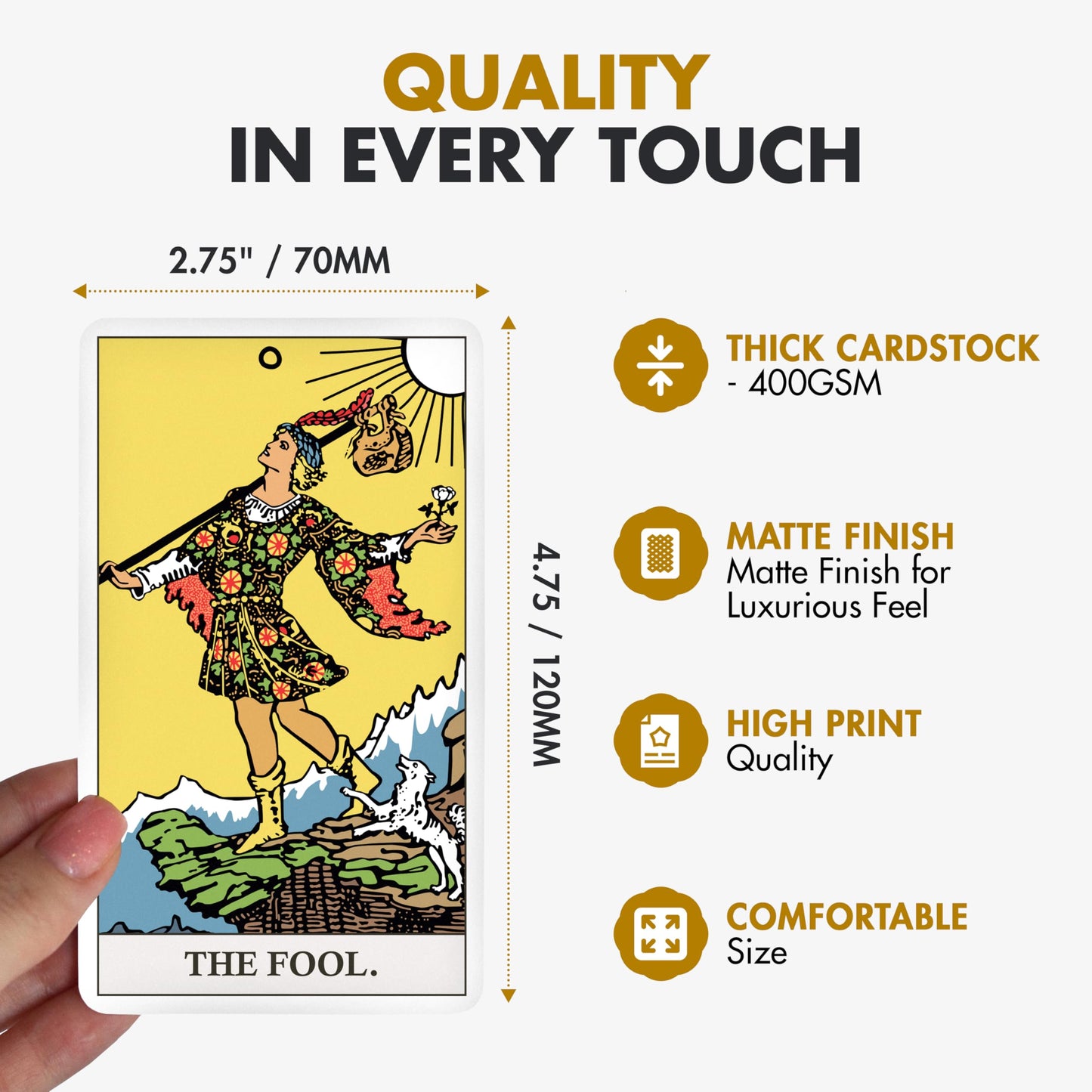 Wyspell Classic Tarot Cards for Beginners - Original Tarot Cards with Guide Book - Beginner Friendly - Traditional Tarot Deck (Dark)