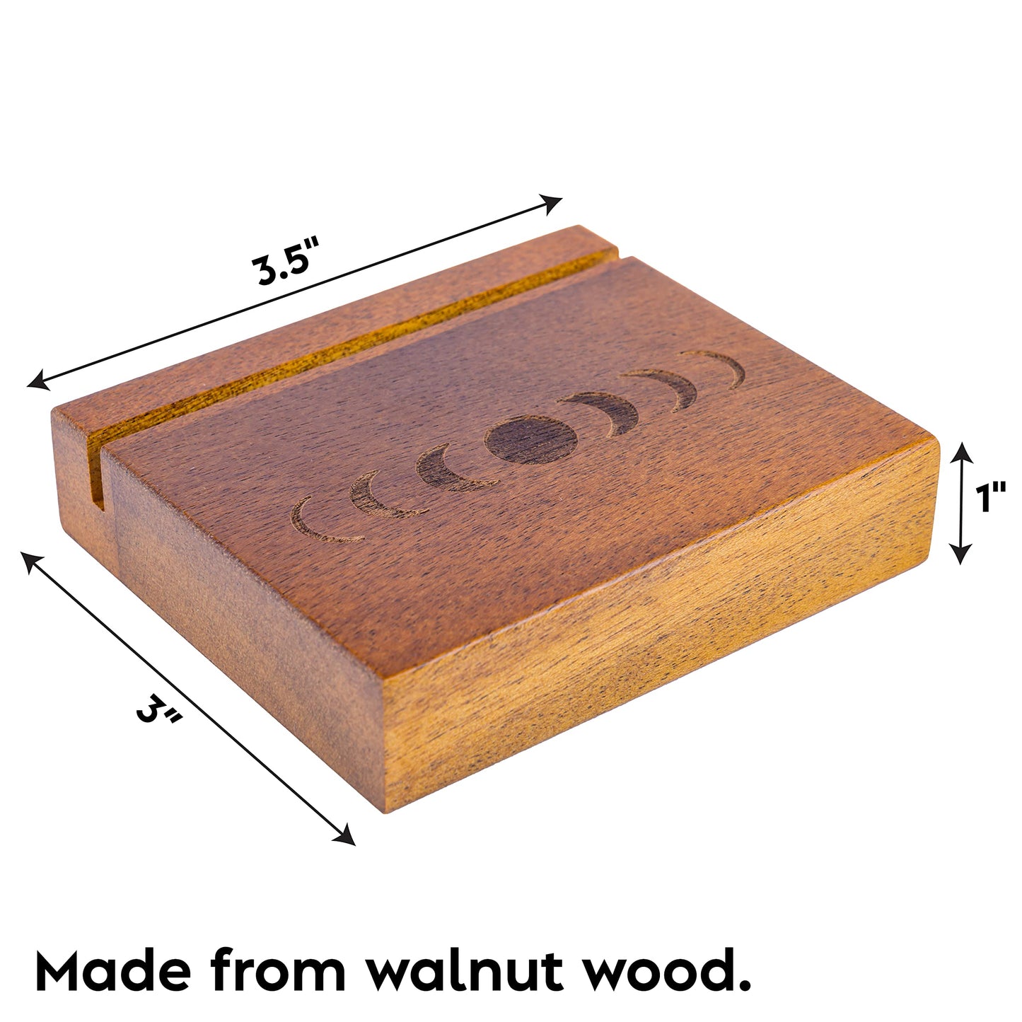 Curawood Tarot Card Holder Stand – 3 Card Display with Etched Moon | Wooden Tarot & Altar Accessory