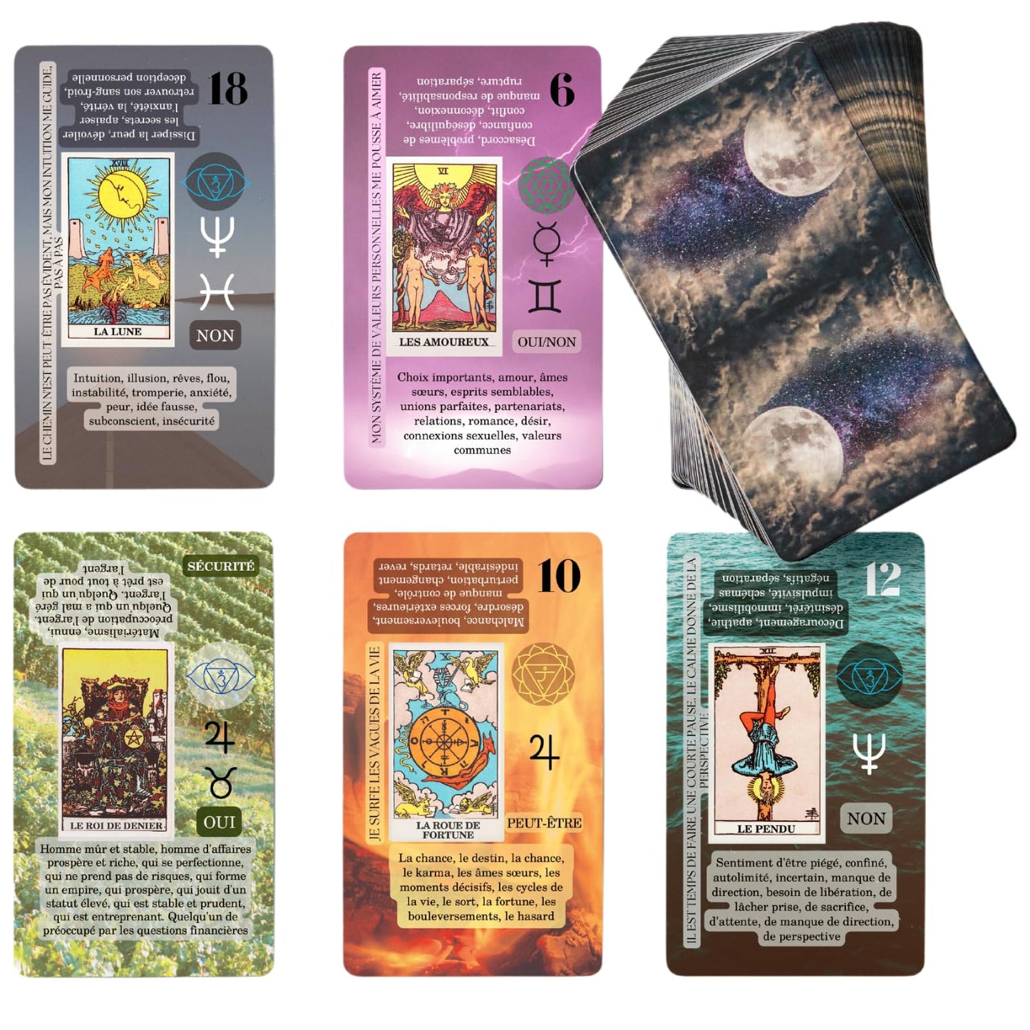 Witchy Cauldron Tarot Cards for Beginners with Meanings on Each Card — 78 Card Learning Tarot Deck with Guidebook, Reversed Meanings, Chakra, Zodiac & Planetary Symbols | Rider-Waite Style (English)