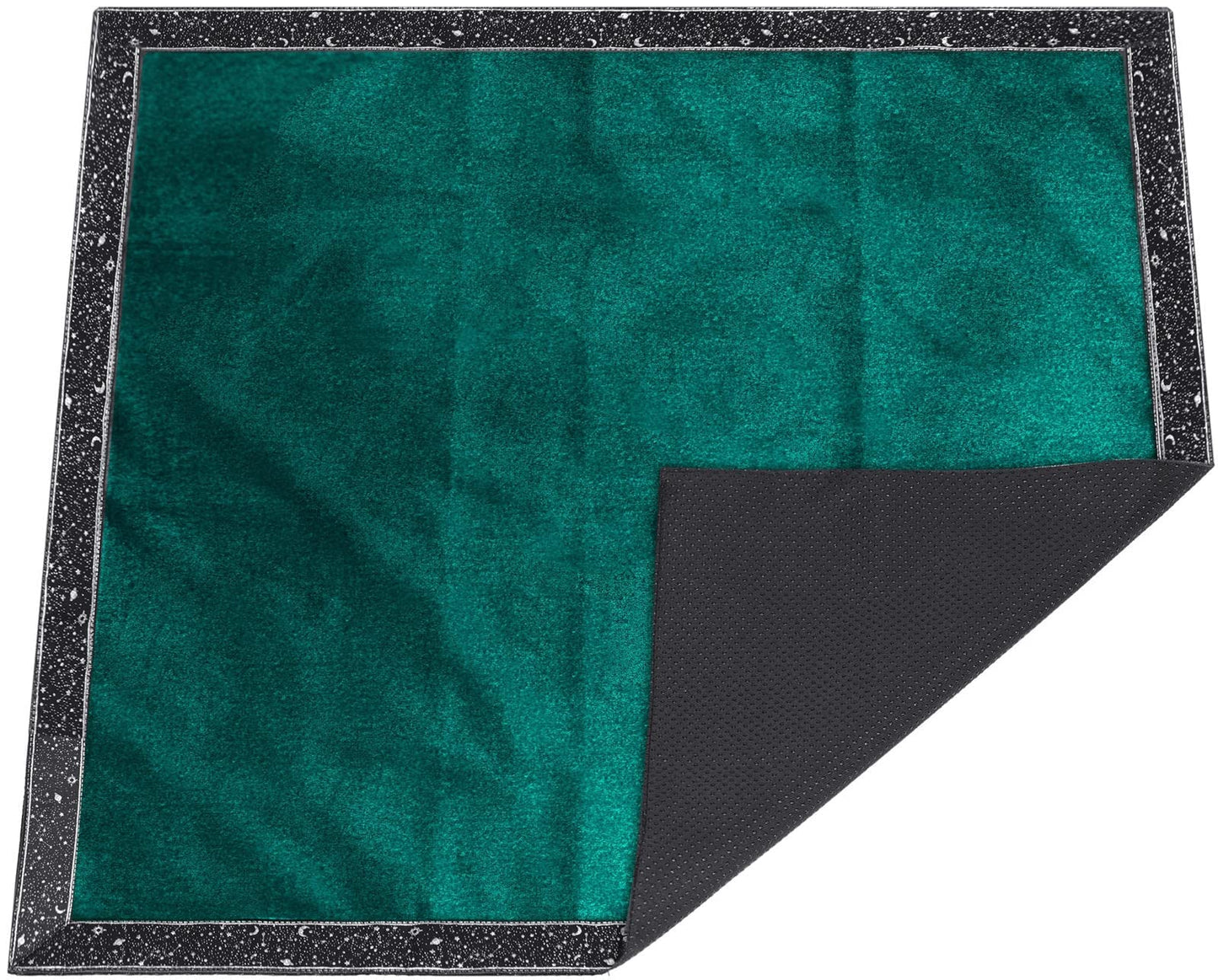 Tarot Cards Bag Divination Tablecloth Star River Lace Thickened Velvet Back Particle Bottom with Tarot Pouch (Green)
