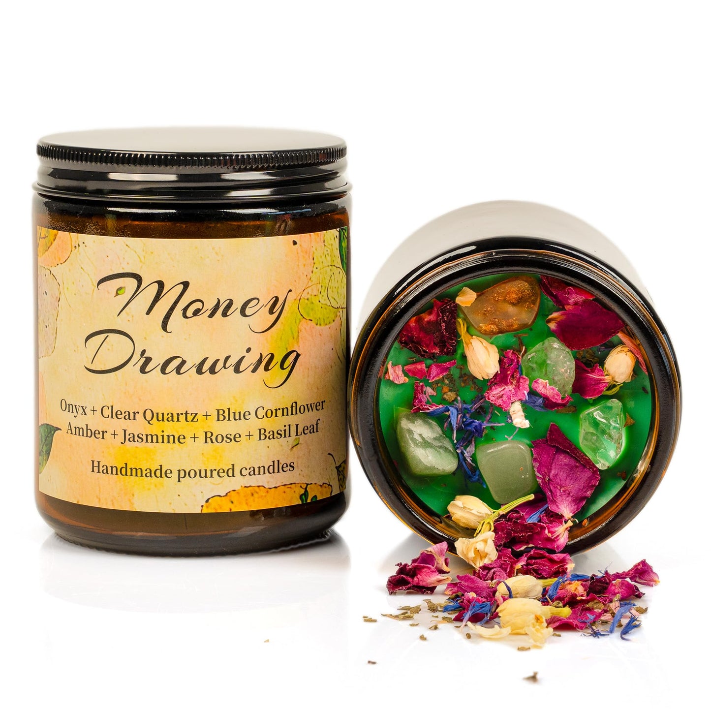 Natural Crystal Candle,Abundance, Crystal Ritual, Spiritual, Money Prosperity, Candle Spell.(Abundance)