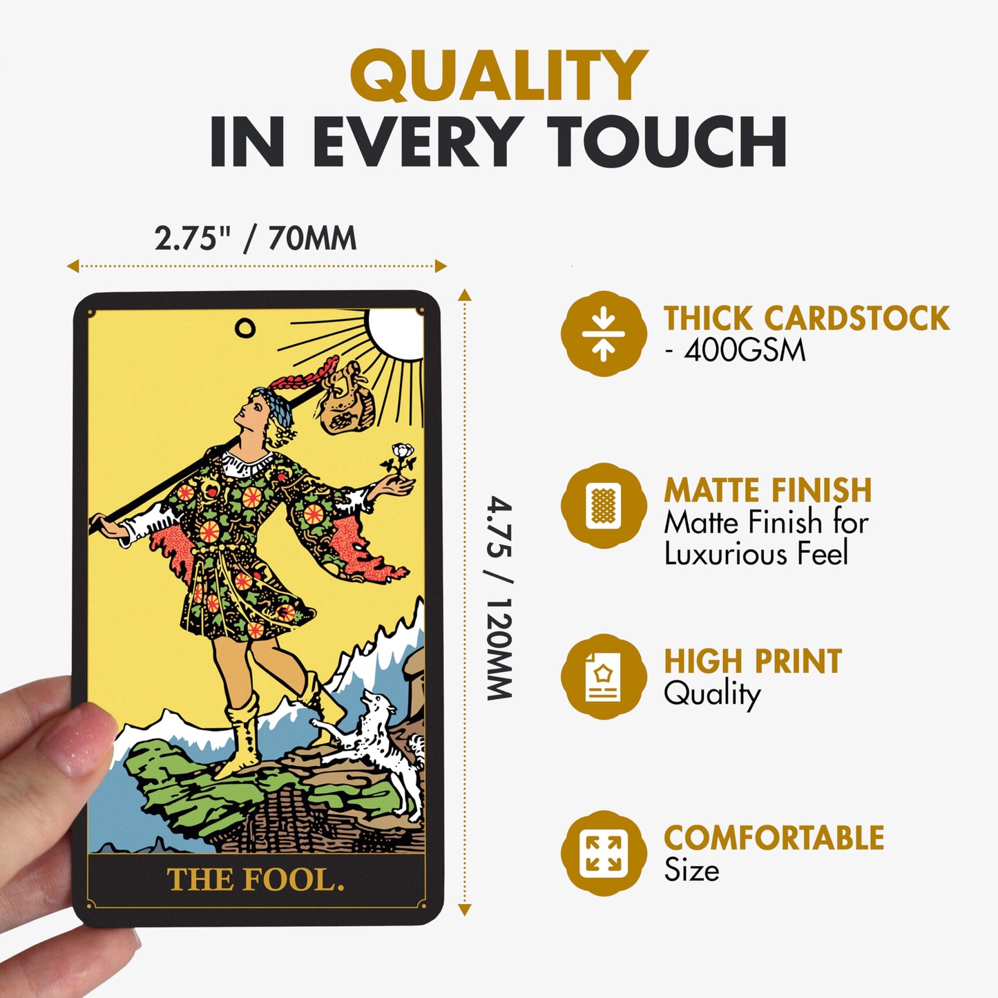 Wyspell Classic Tarot Cards for Beginners - Original Tarot Cards with Guide Book - Beginner Friendly - Traditional Tarot Deck (Dark)
