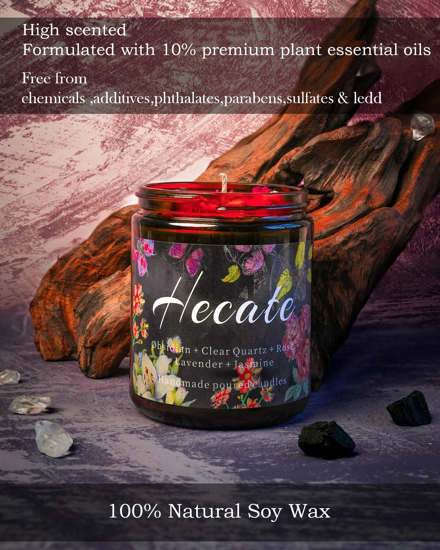 Natural Crystal Candle,Abundance, Crystal Ritual, Spiritual, Money Prosperity, Candle Spell.(Abundance)