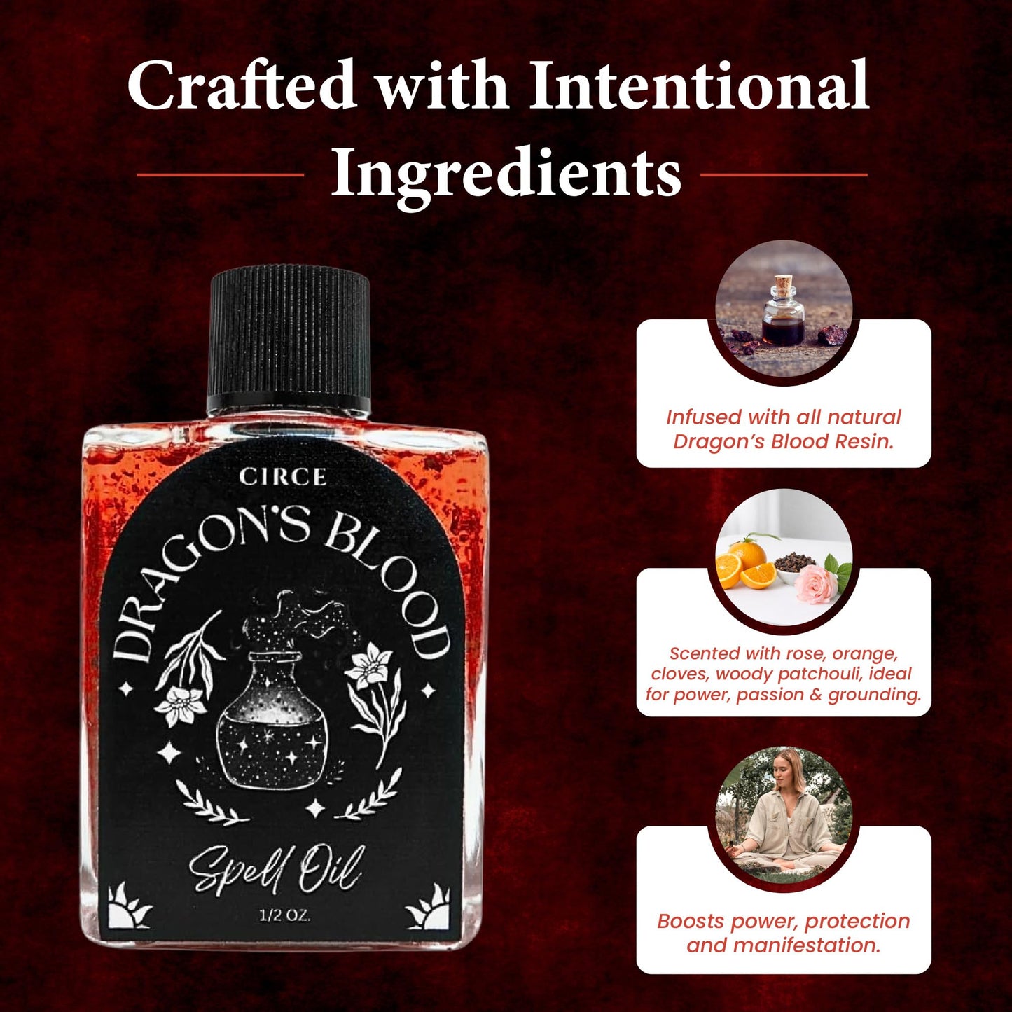 CIRCE Evil Eye Protection Spell Oil - Energy Protection & Defensive Layer - Add to Bath, Use in Rituals, Wear as Fragrance to Align w/Desires- Coconut Oil, Rosemary, Rue, and Hyssop. - 1/2oz