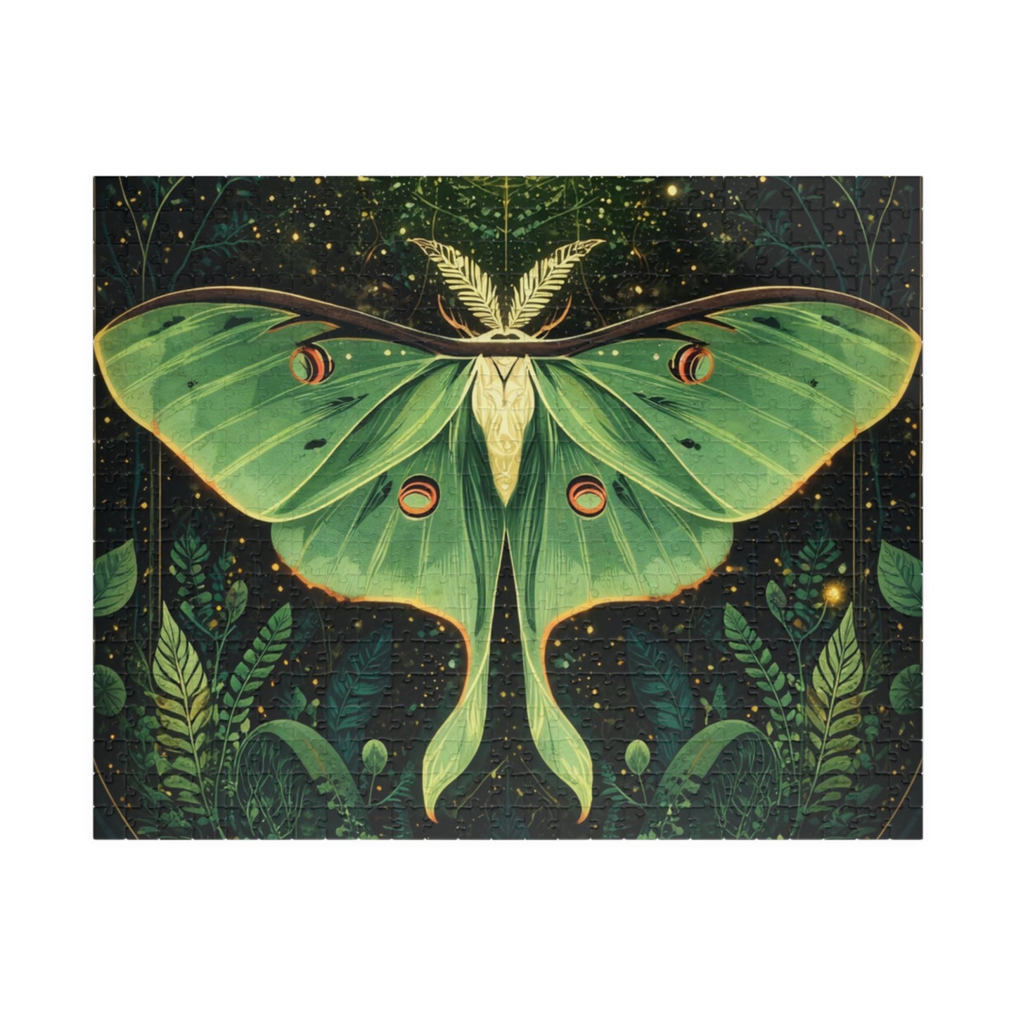 Luna Moth Tarot Illustration Puzzle | Moon Moth & Stars Jigsaw Puzzle