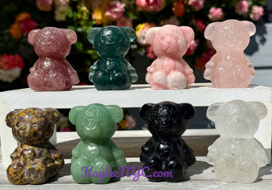 2 INCH Natural Crystal Teddy Bears Healing Energy