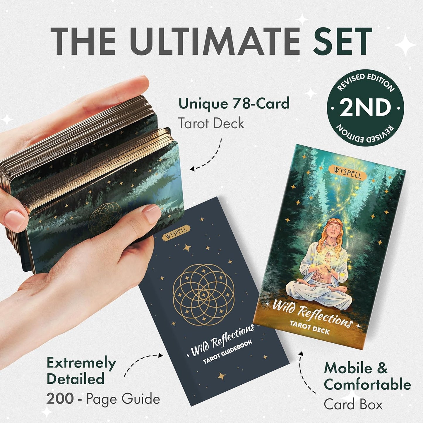 Wyspell Unique Tarot Cards with Guidebook - Wild Reflections Tarot Deck for Beginners - Nature-Inspired Cards - Traditional Symbolism - Beautiful & Modern Tarot Decks