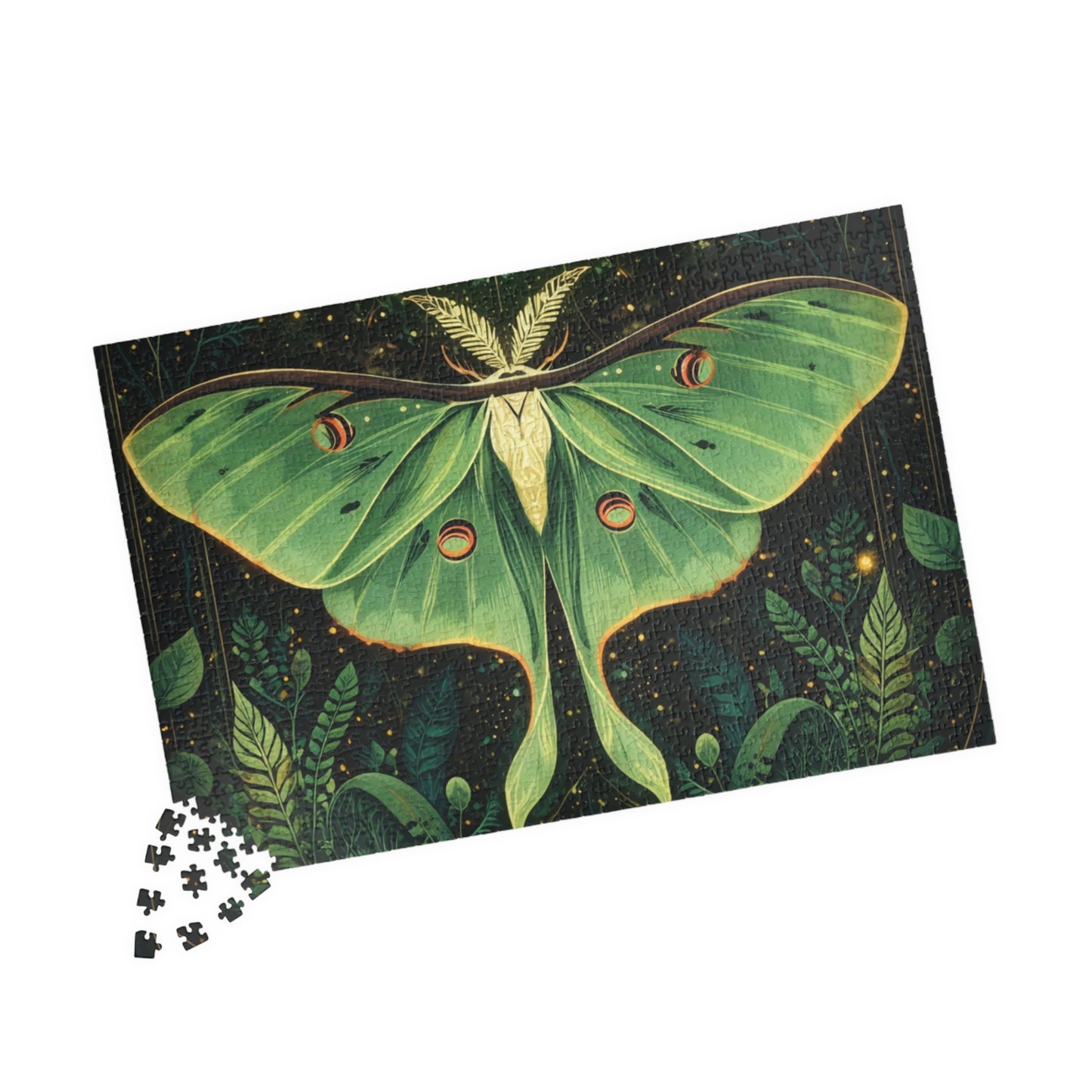 Luna Moth Tarot Illustration Puzzle | Moon Moth & Stars Jigsaw Puzzle