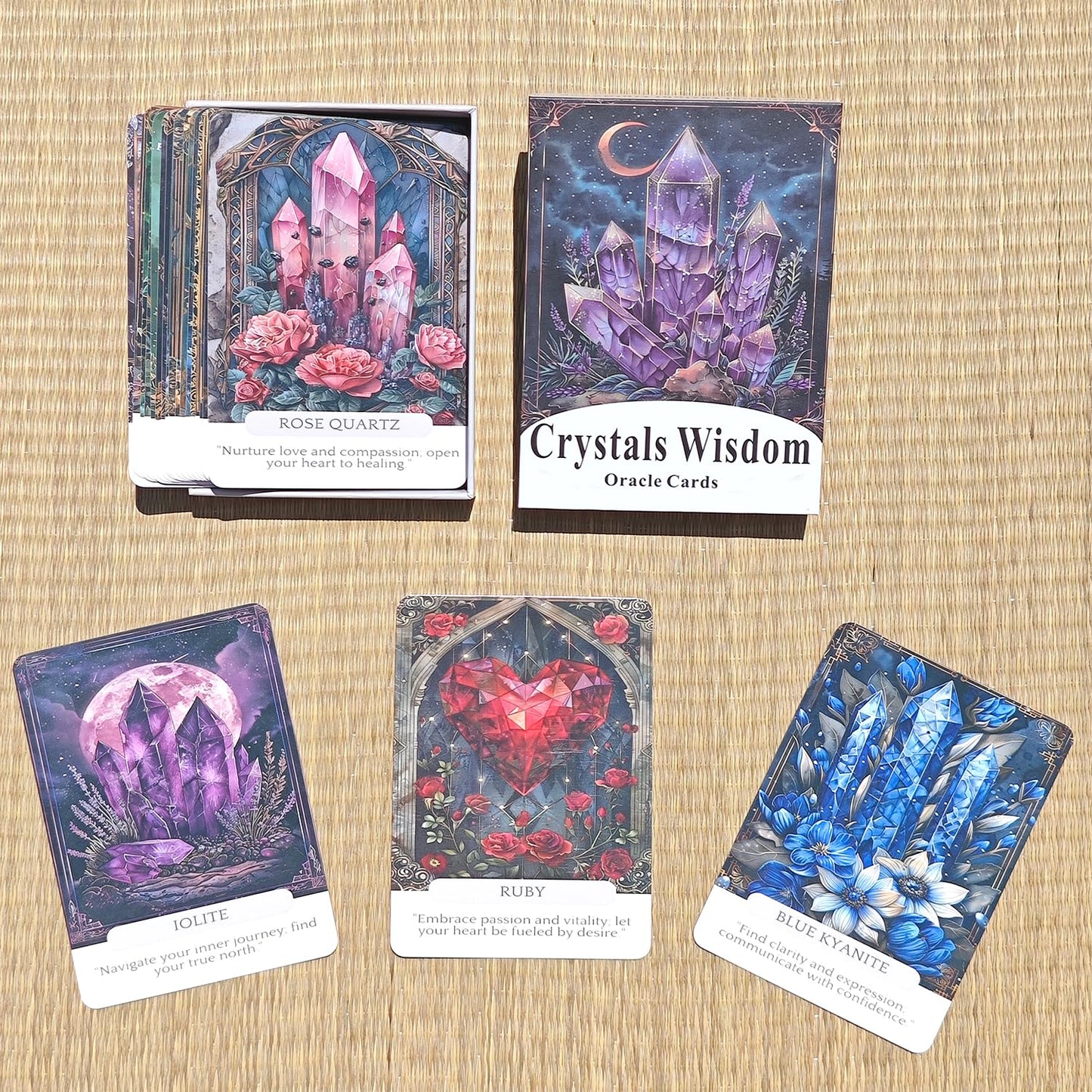 Crystal Wisdom Plant Oracle Cards, Oracle Cards for Beginners, 44 Oracle Card Deck, and Witchcraft Divination Card are Designed to Inspire and Guide (3.42“ × 4.72")