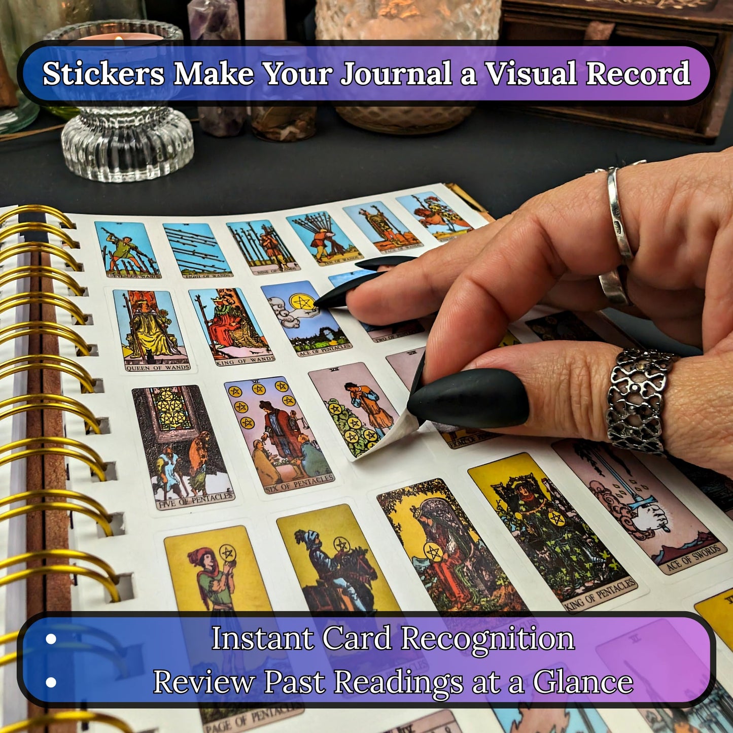 Witchy Cauldron Tarot Learning Set for Beginners: Learning Cards for Beginners, Satin Deck Holder and Journal for with Raider Waite (Blue)