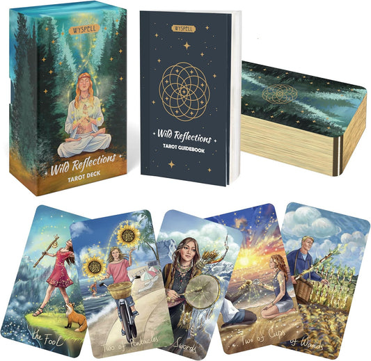 Wyspell Unique Tarot Cards with Guidebook - Wild Reflections Tarot Deck for Beginners - Nature-Inspired Cards - Traditional Symbolism - Beautiful & Modern Tarot Decks