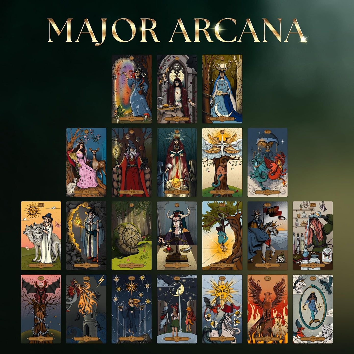 Wyspell Tarot Cards with Guide Book - Sacred Witch Unique Tarot Deck for Beginners - Traditional Symbolism - Beautiful & Modern Tarot Decks