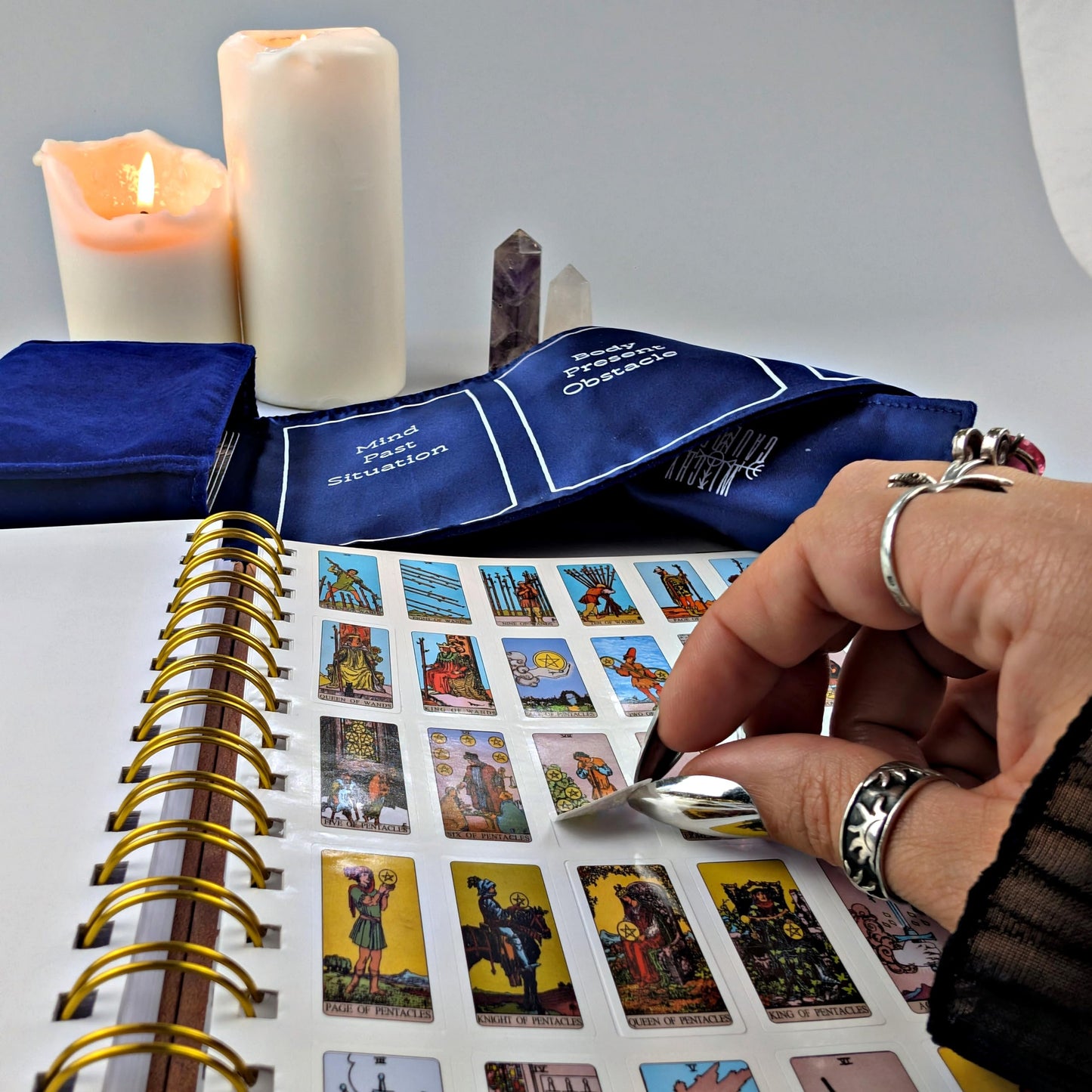 Witchy Cauldron Tarot Learning Set for Beginners: Learning Cards for Beginners, Satin Deck Holder and Journal for with Raider Waite (Blue)
