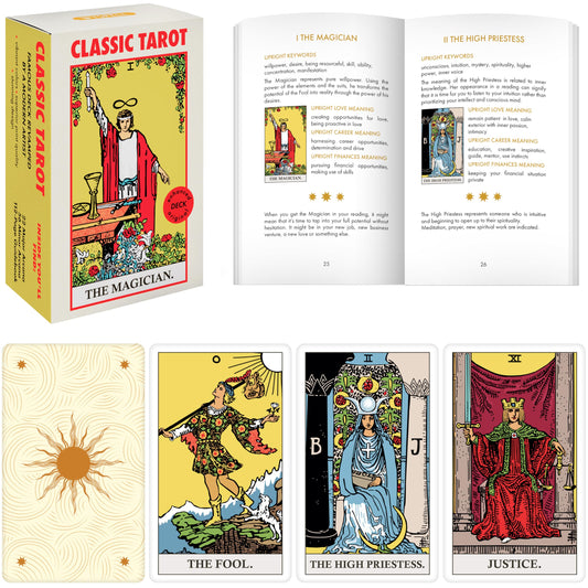 Wyspell Classic Tarot Cards for Beginners - Original Tarot Cards with Guide Book - Beginner Friendly - Traditional Tarot Deck (Dark)