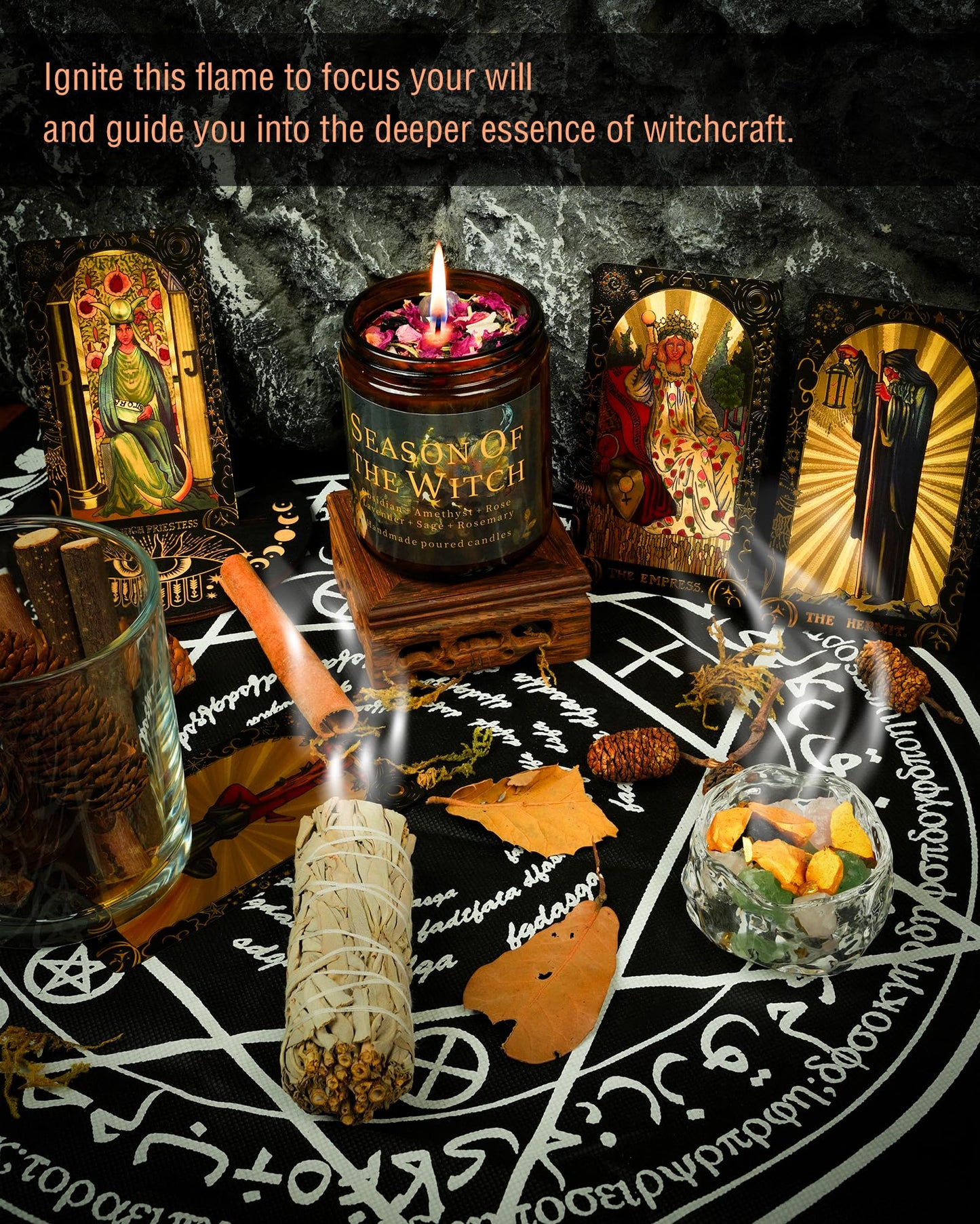 Natural Crystal Candle,Abundance, Crystal Ritual, Spiritual, Money Prosperity, Candle Spell.(Abundance)