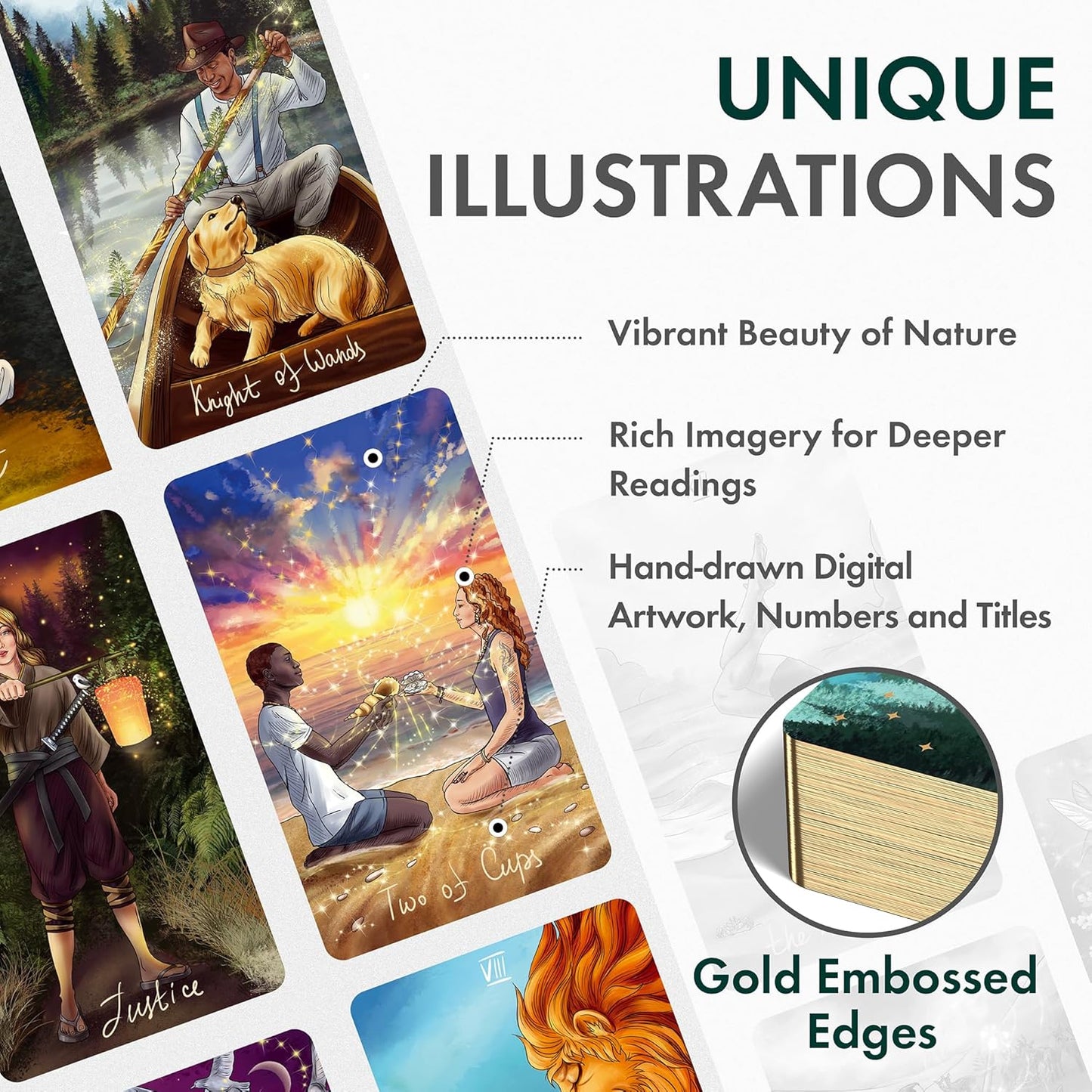 Wyspell Unique Tarot Cards with Guidebook - Wild Reflections Tarot Deck for Beginners - Nature-Inspired Cards - Traditional Symbolism - Beautiful & Modern Tarot Decks