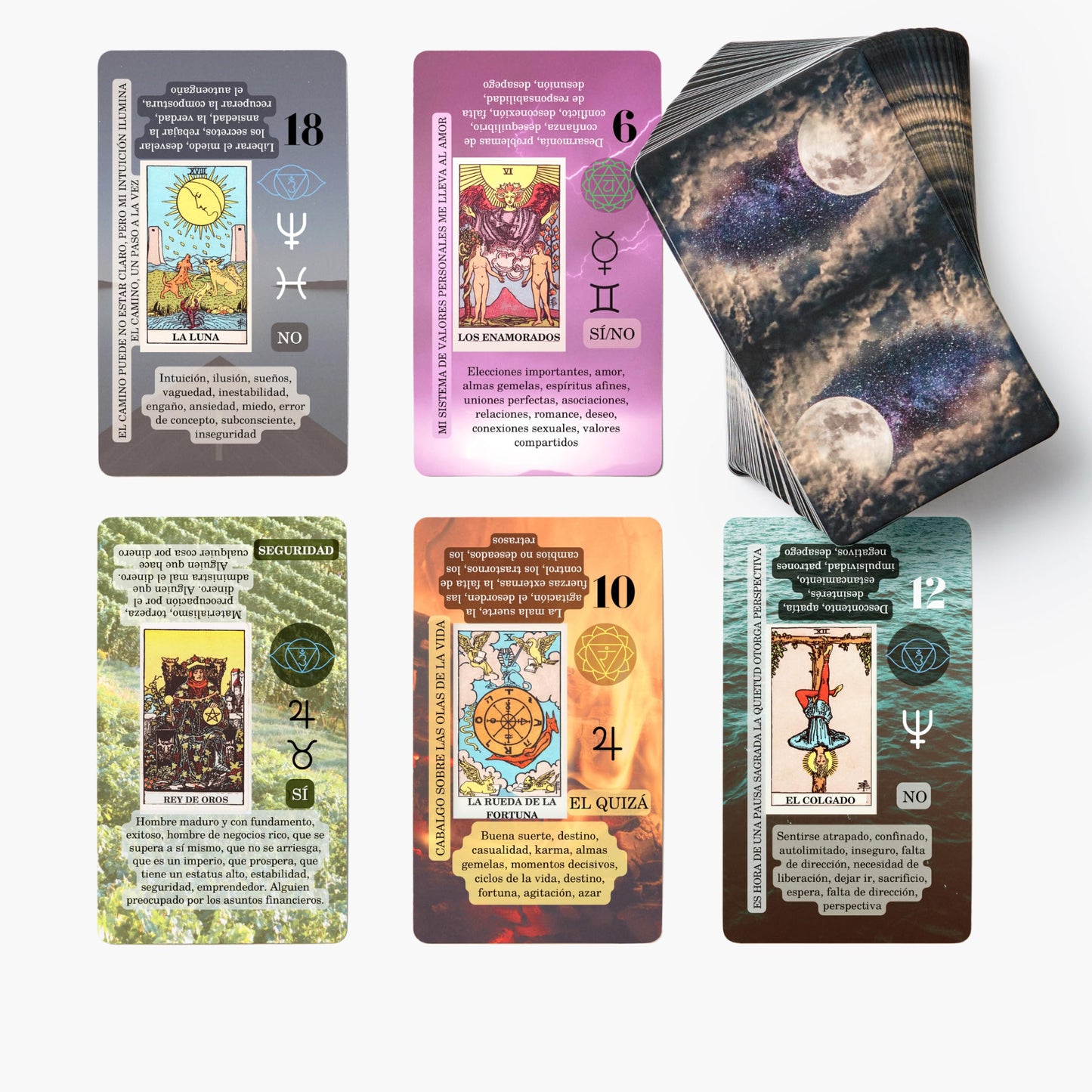Witchy Cauldron Tarot Cards for Beginners with Meanings on Each Card — 78 Card Learning Tarot Deck with Guidebook, Reversed Meanings, Chakra, Zodiac & Planetary Symbols | Rider-Waite Style (English)