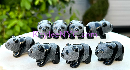 2” Natural Black Obsidian Panda Crystals