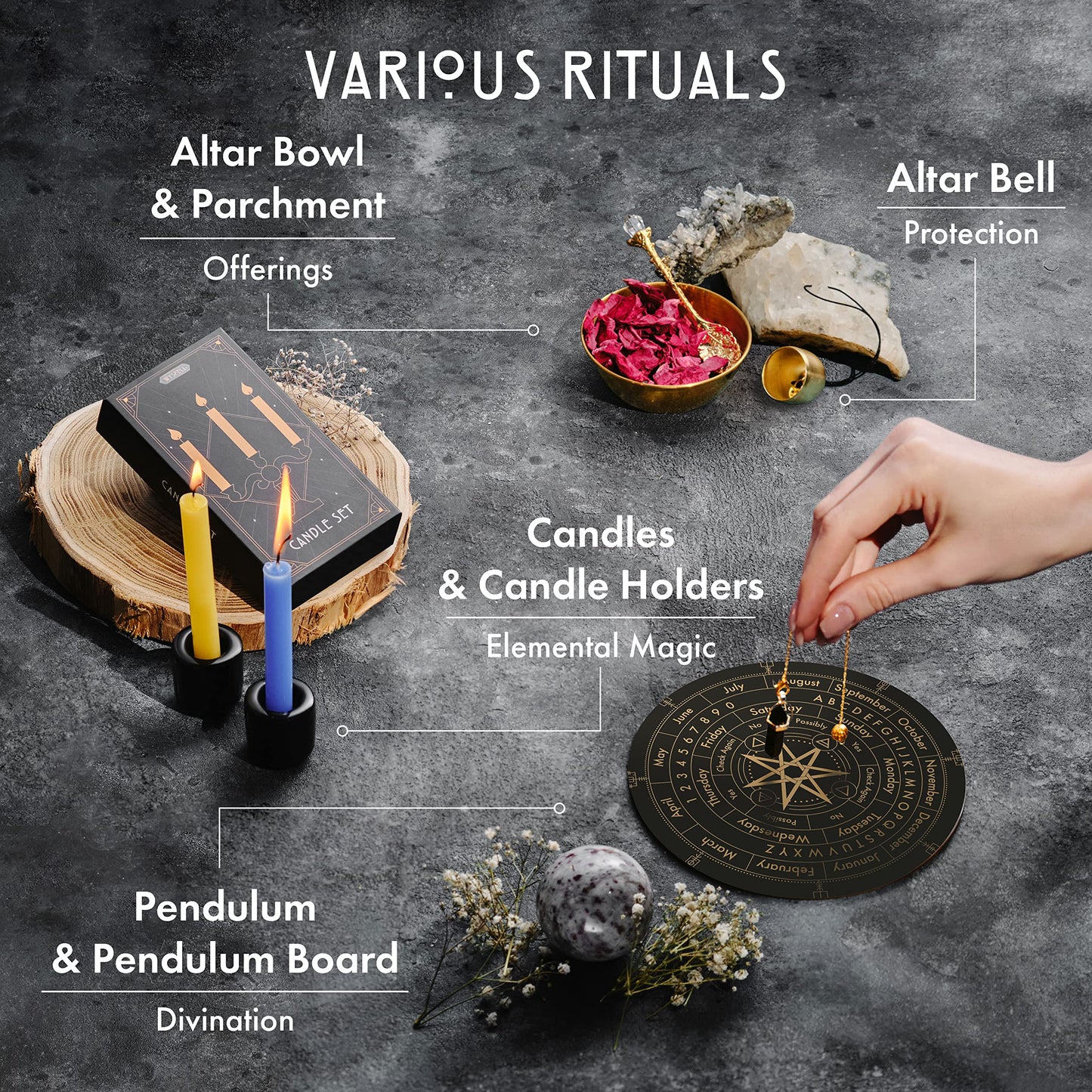 Wyspell Large Witchcraft Kit 77 PCS - Witch Altar Spell Set - Wiccan Supplies and Tools - Witch Kit for Beginners with Witchcraft Supplies - Witchy Gift