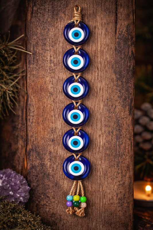 7 Piece Evil Eye Wall Hanging Decor – Blue Nazar Boncuk Macrame Wall Hanging for Home Protection & Boho Spiritual Decor