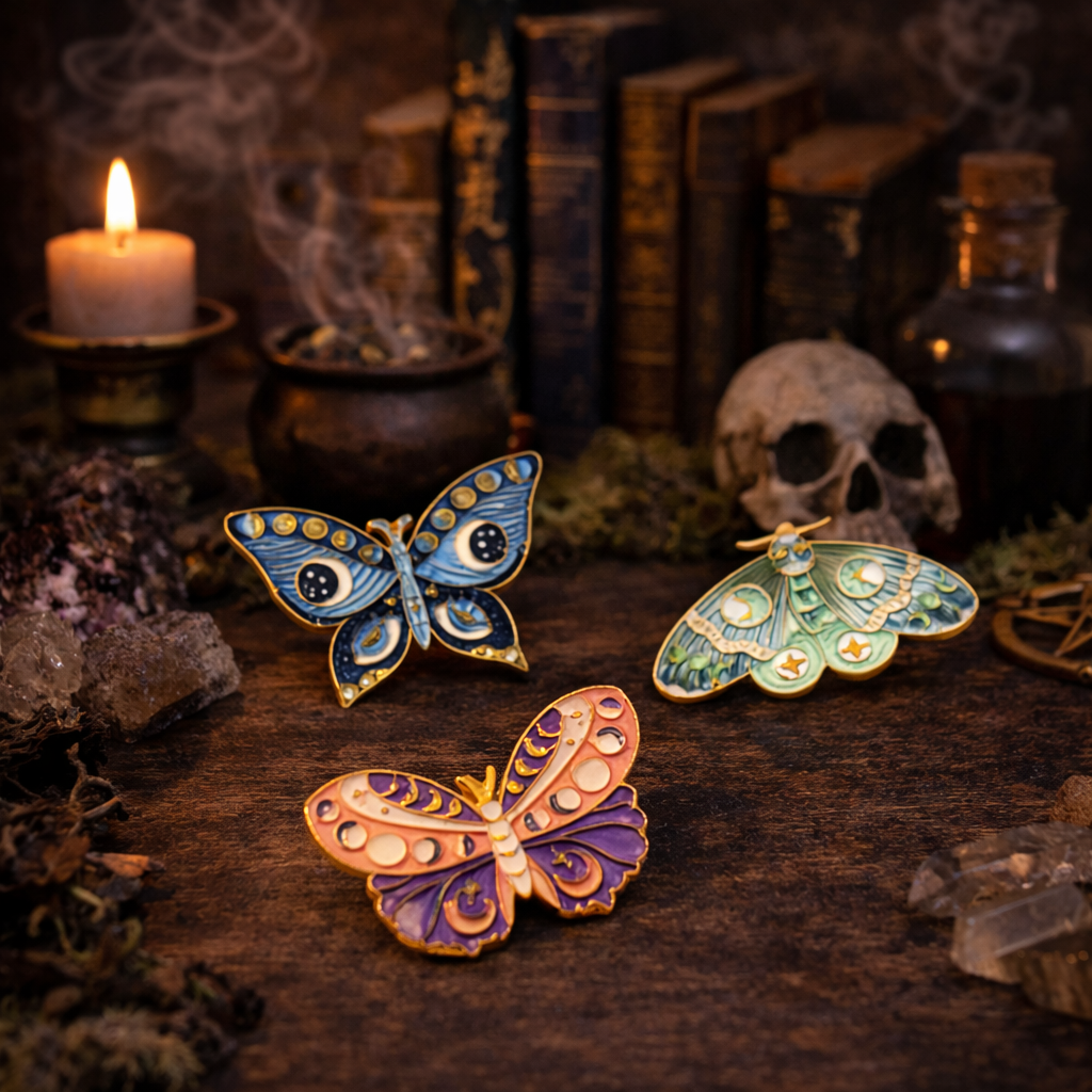 Celestial Butterfly & Moth Enamel Brooch Collection