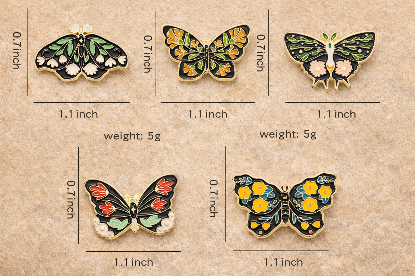 Celestial Butterfly & Moth Enamel Brooch Collection