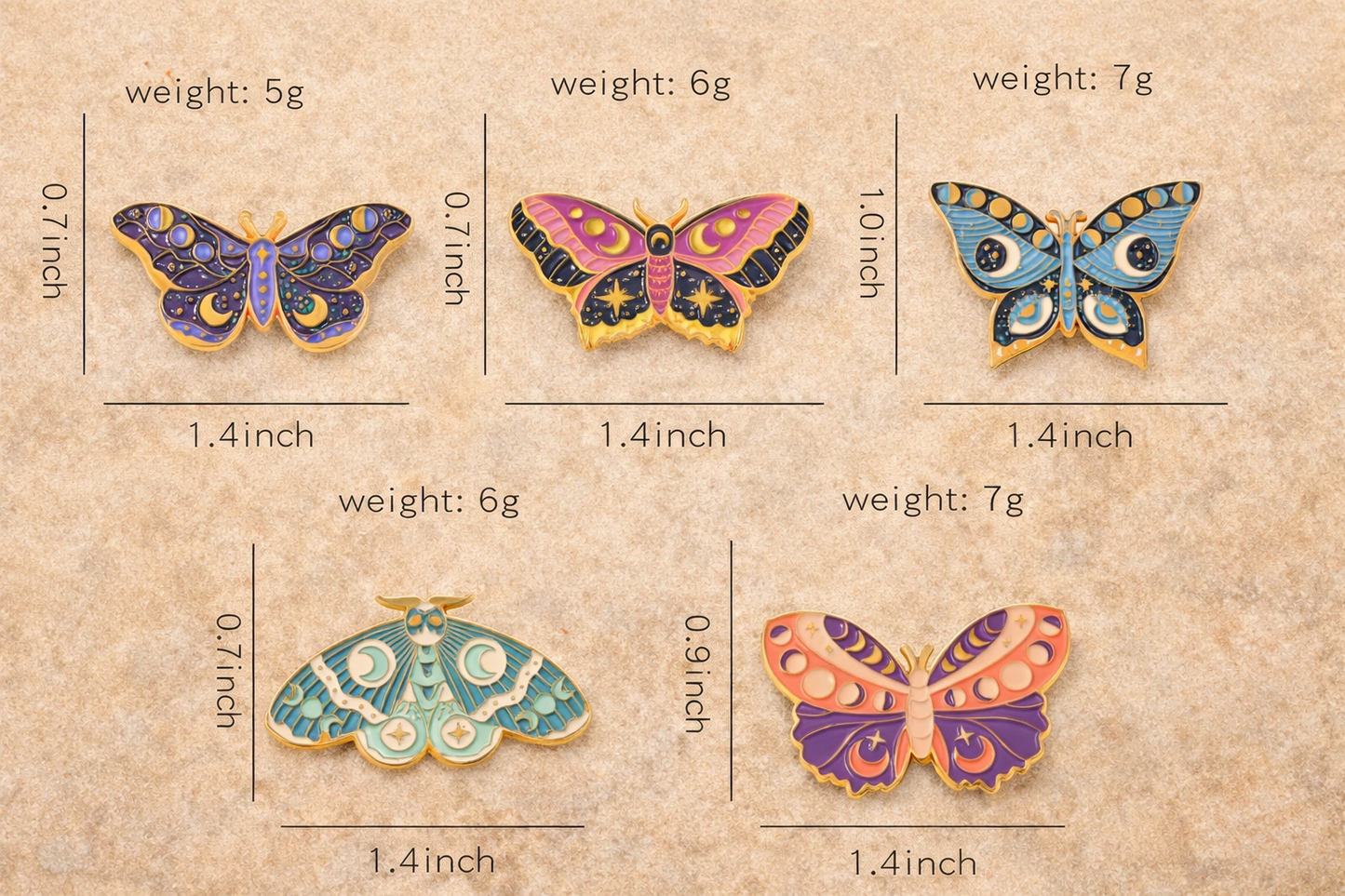 Celestial Butterfly & Moth Enamel Brooch Collection