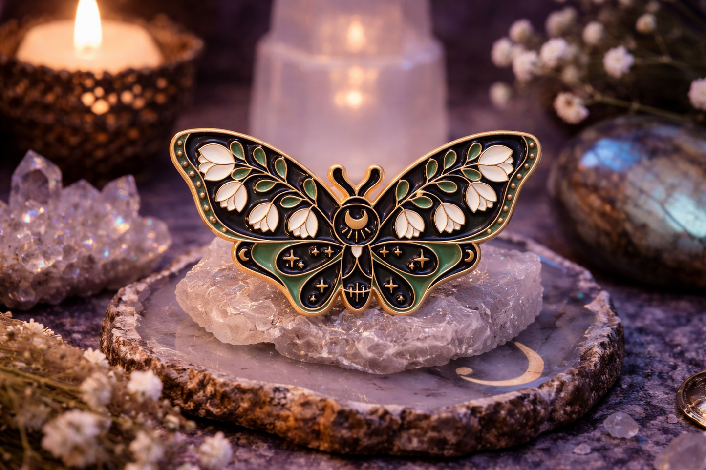 Celestial Butterfly & Moth Enamel Brooch Collection