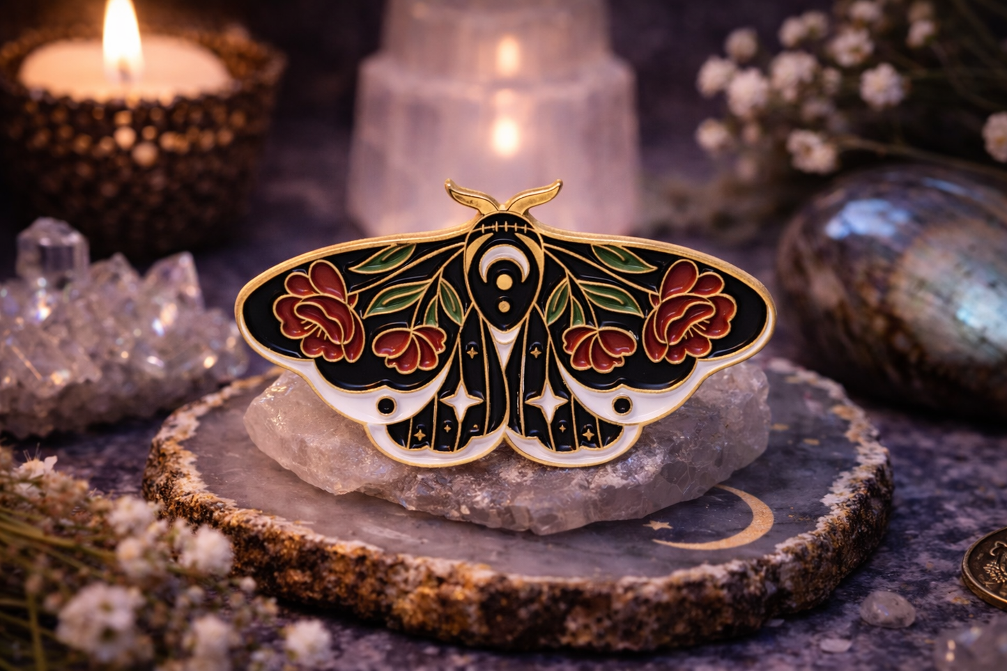 Celestial Butterfly & Moth Enamel Brooch Collection